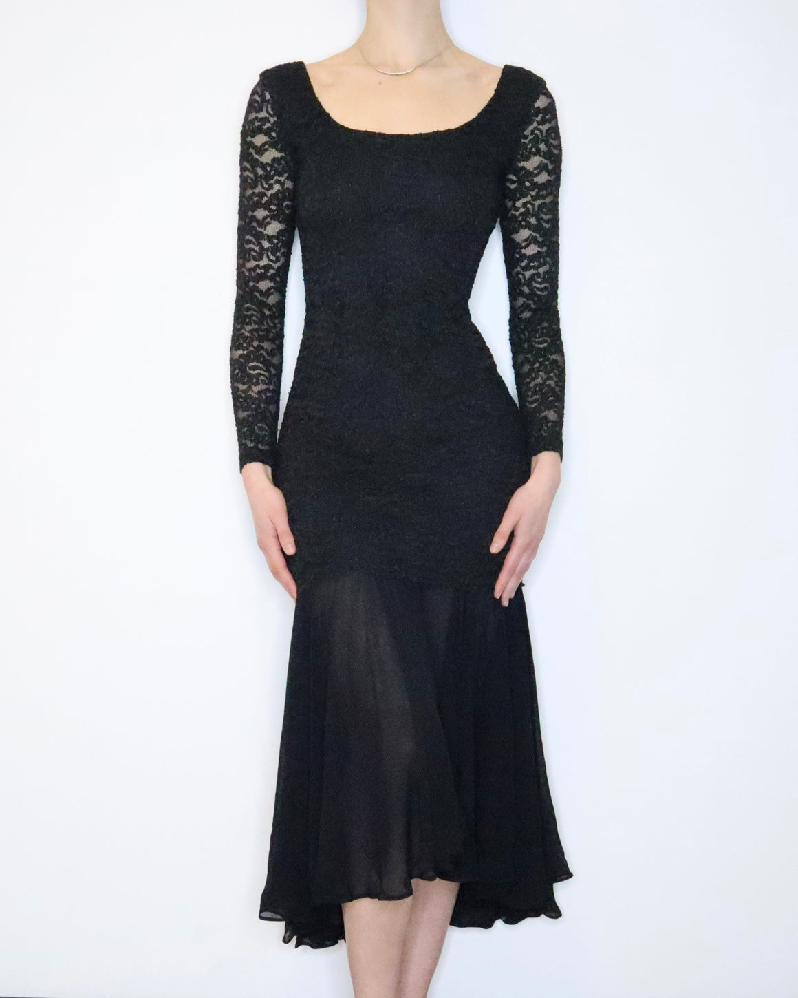 Designer Black Lace Gown (Small) 