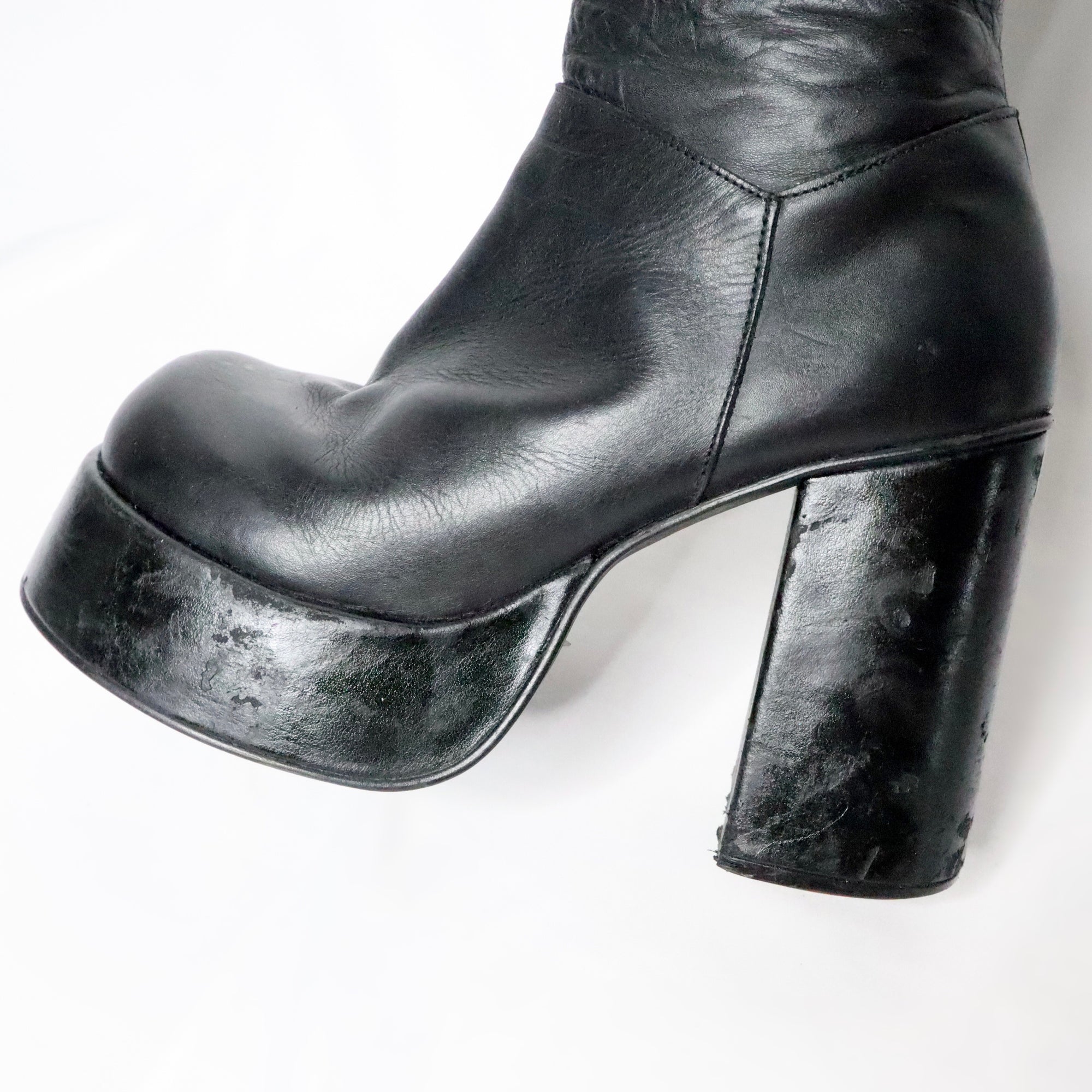Black Leather Platform Boots (8.5 US/39 EU)
