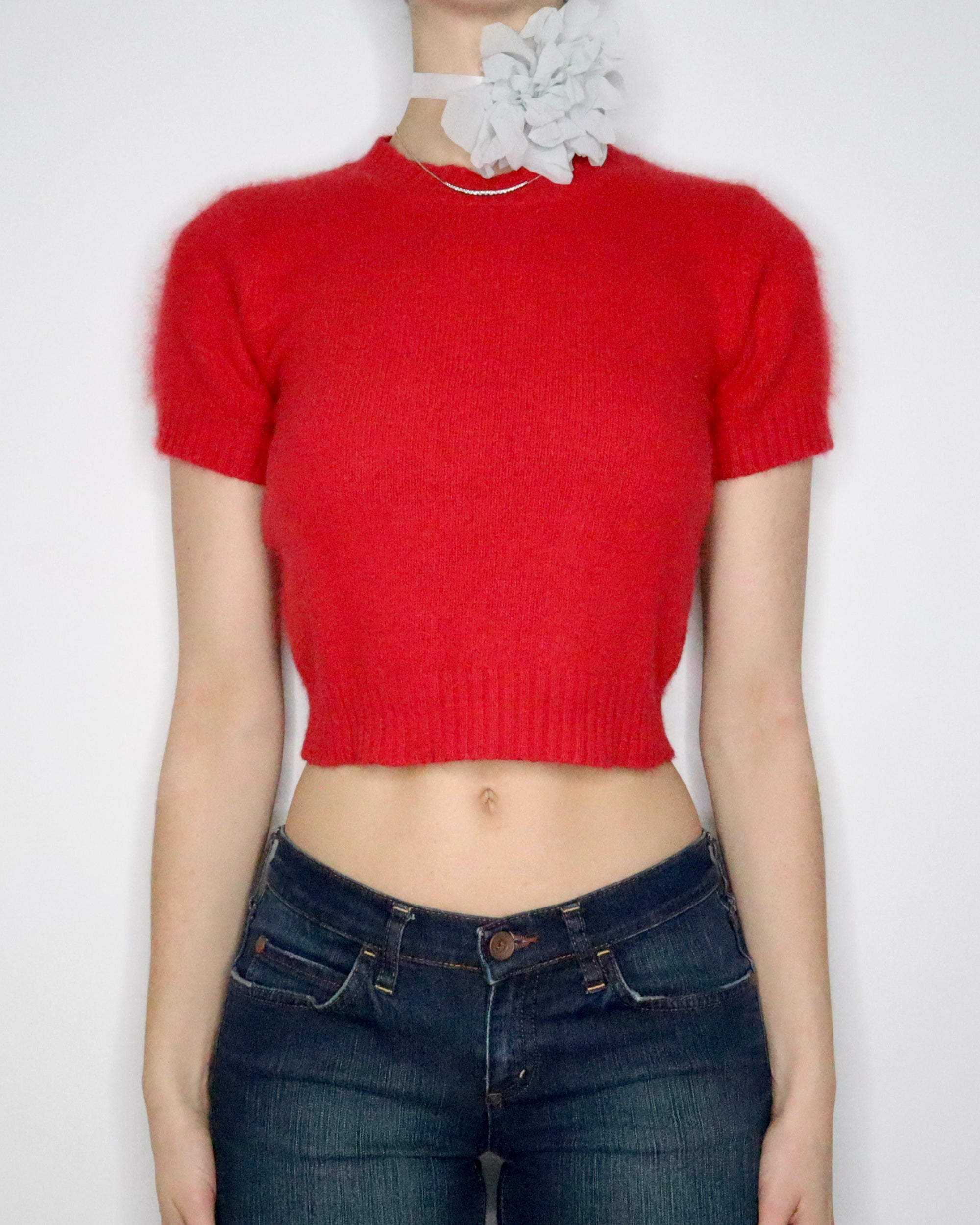 Fuzzy Red Angora Sweater (Small) 