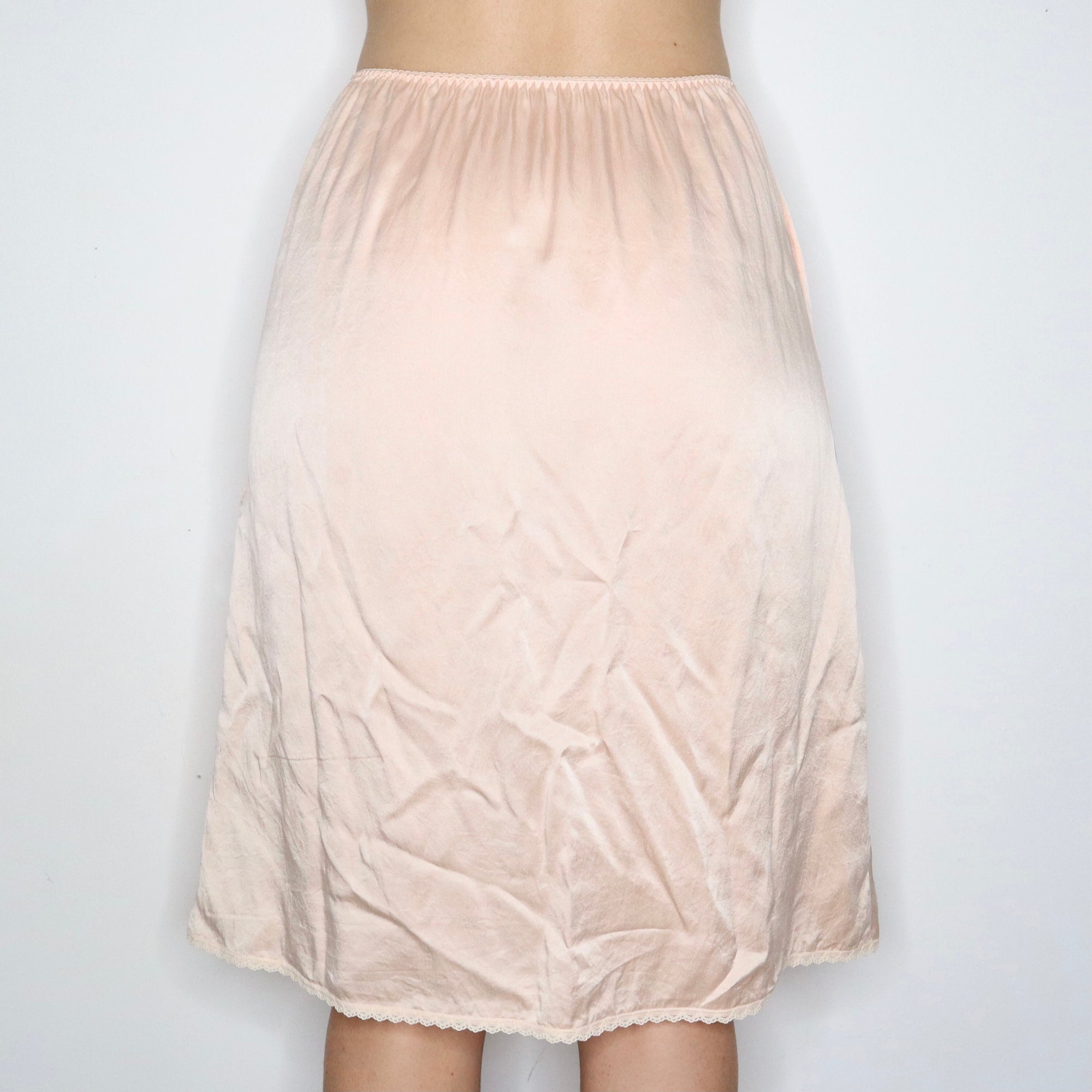 Vintage 60s Light Peach Silk Midi Skirt