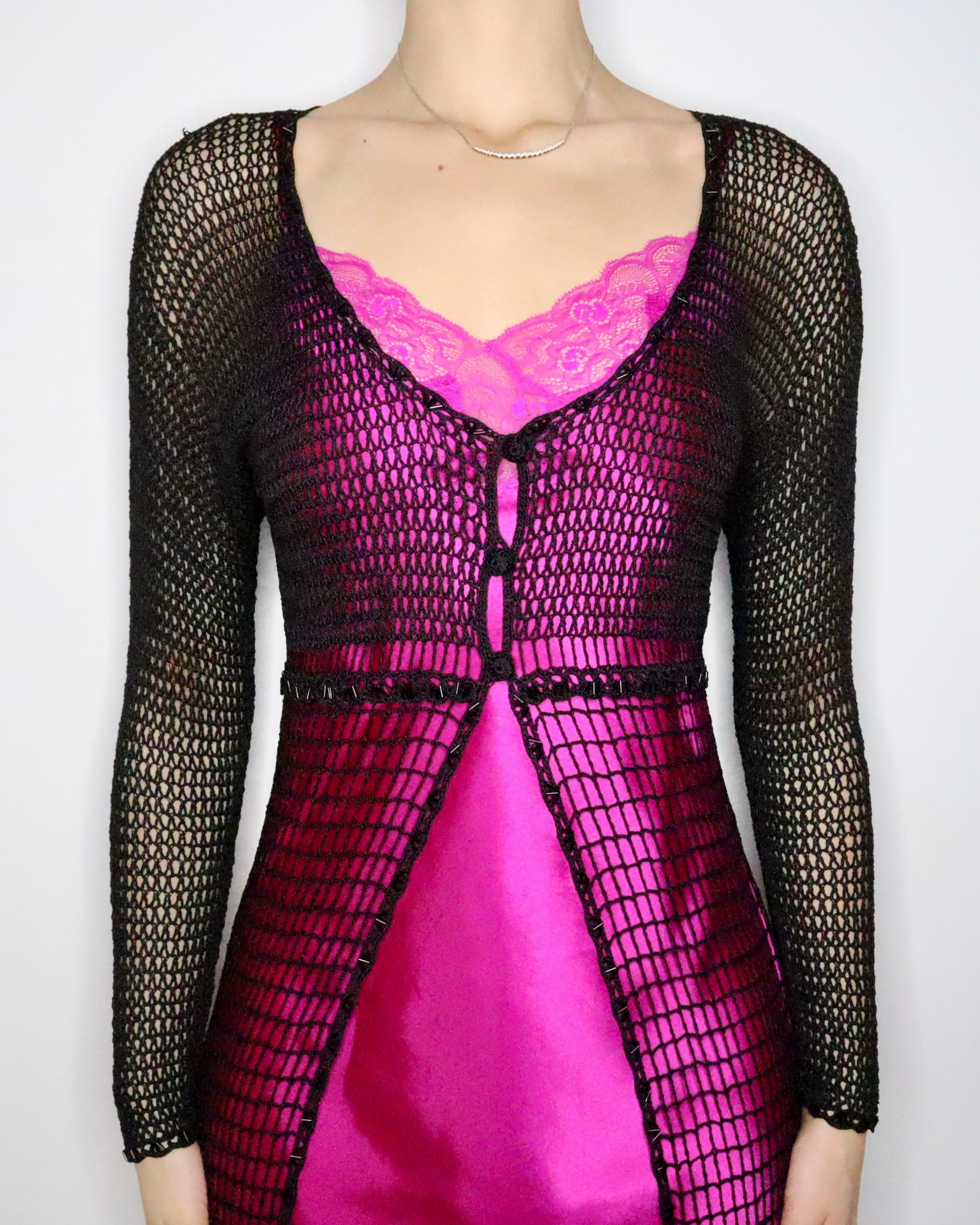 Black Crochet Duster (Medium) 