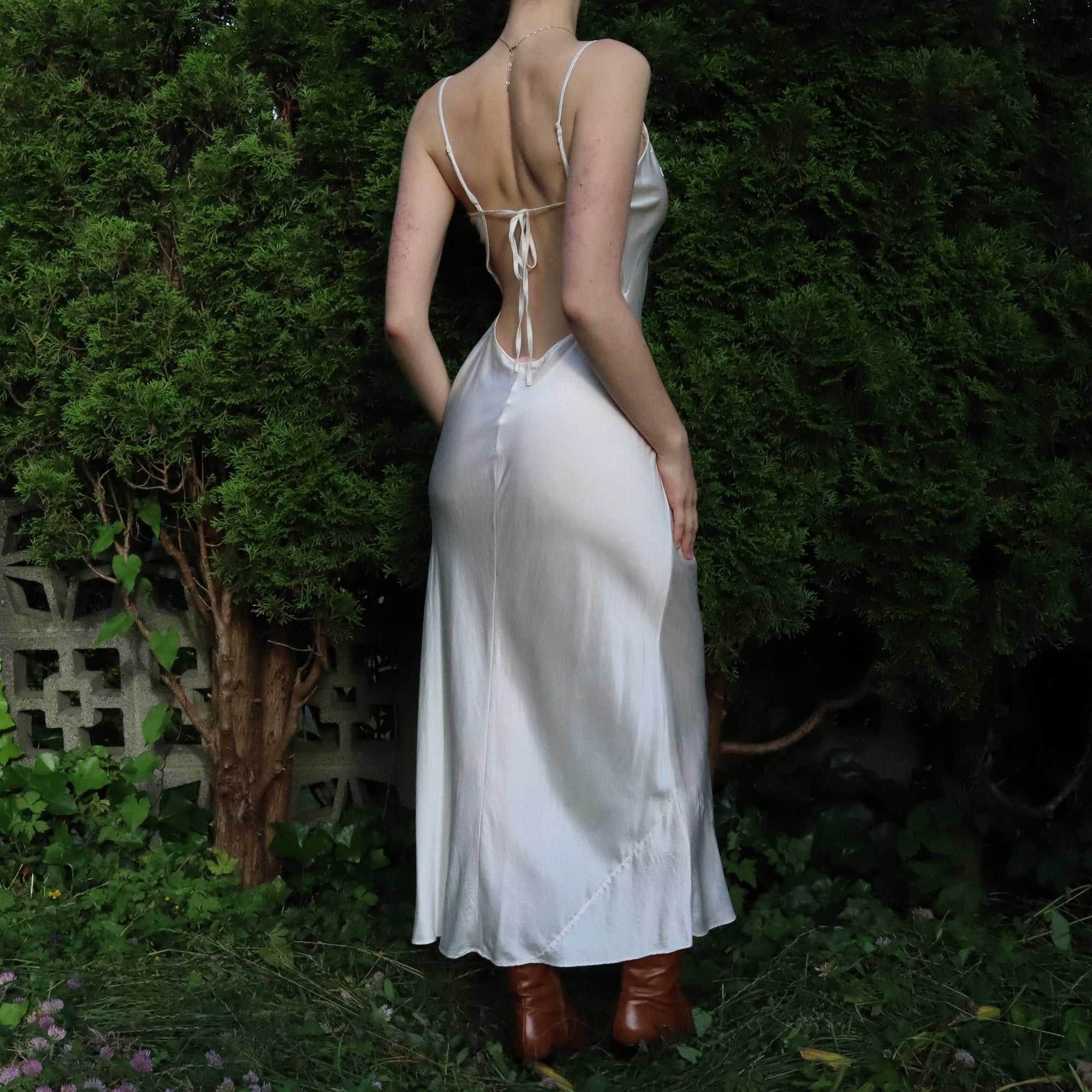 Backless White Silk Gown 