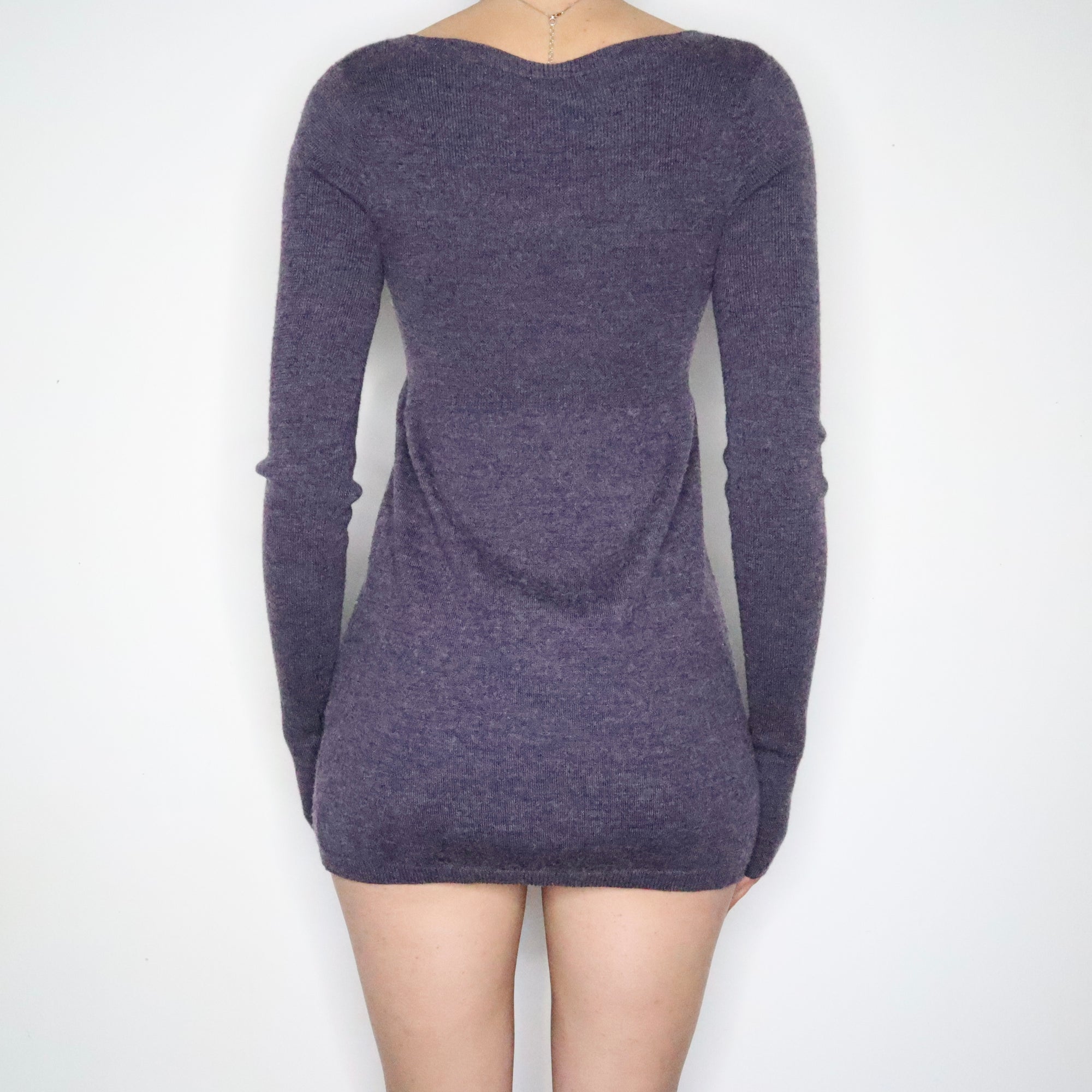 Fuzzy Purple Babydoll Sweater Dress (Small)