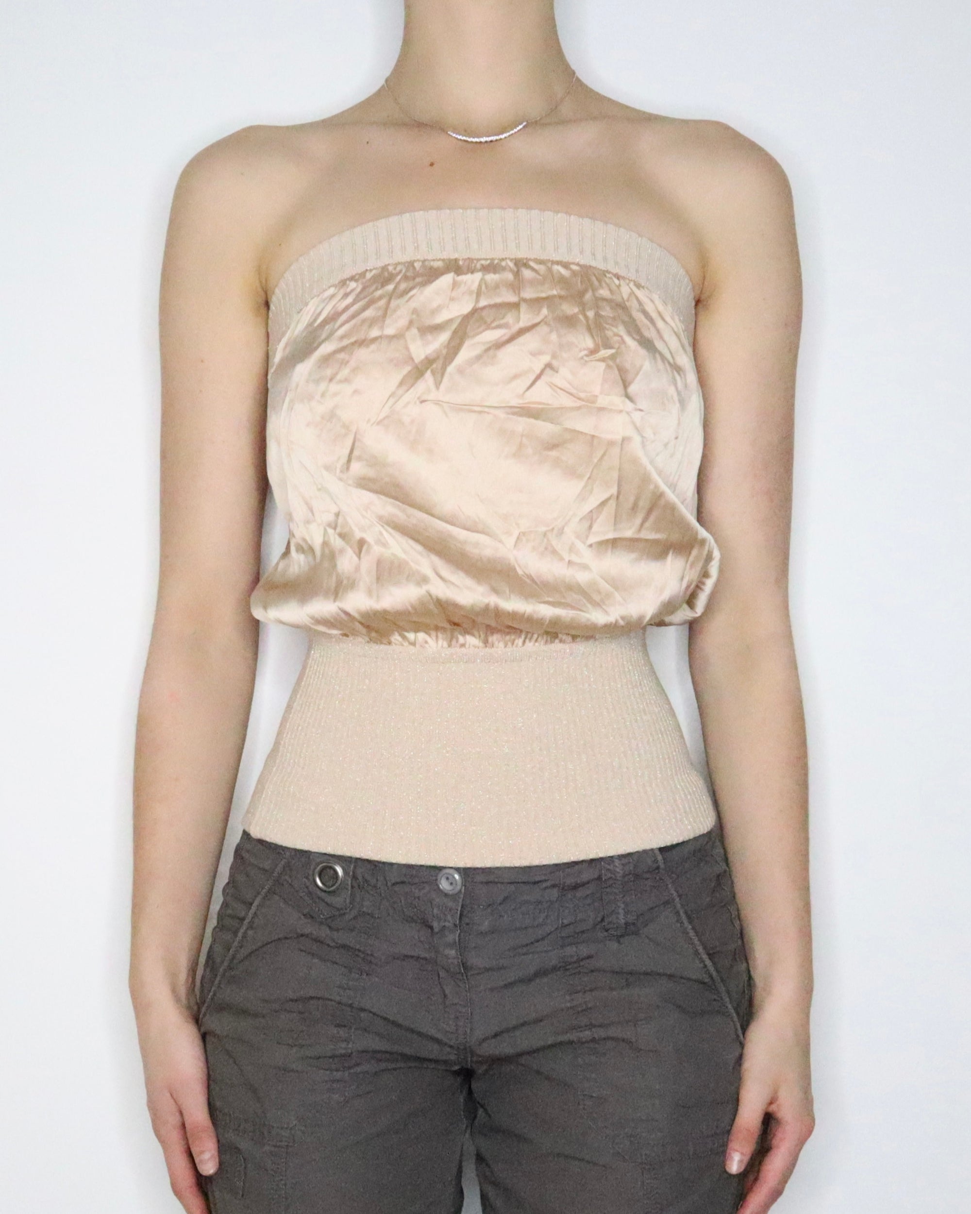 Bebe Gold Silk Tube Top (XS-S)