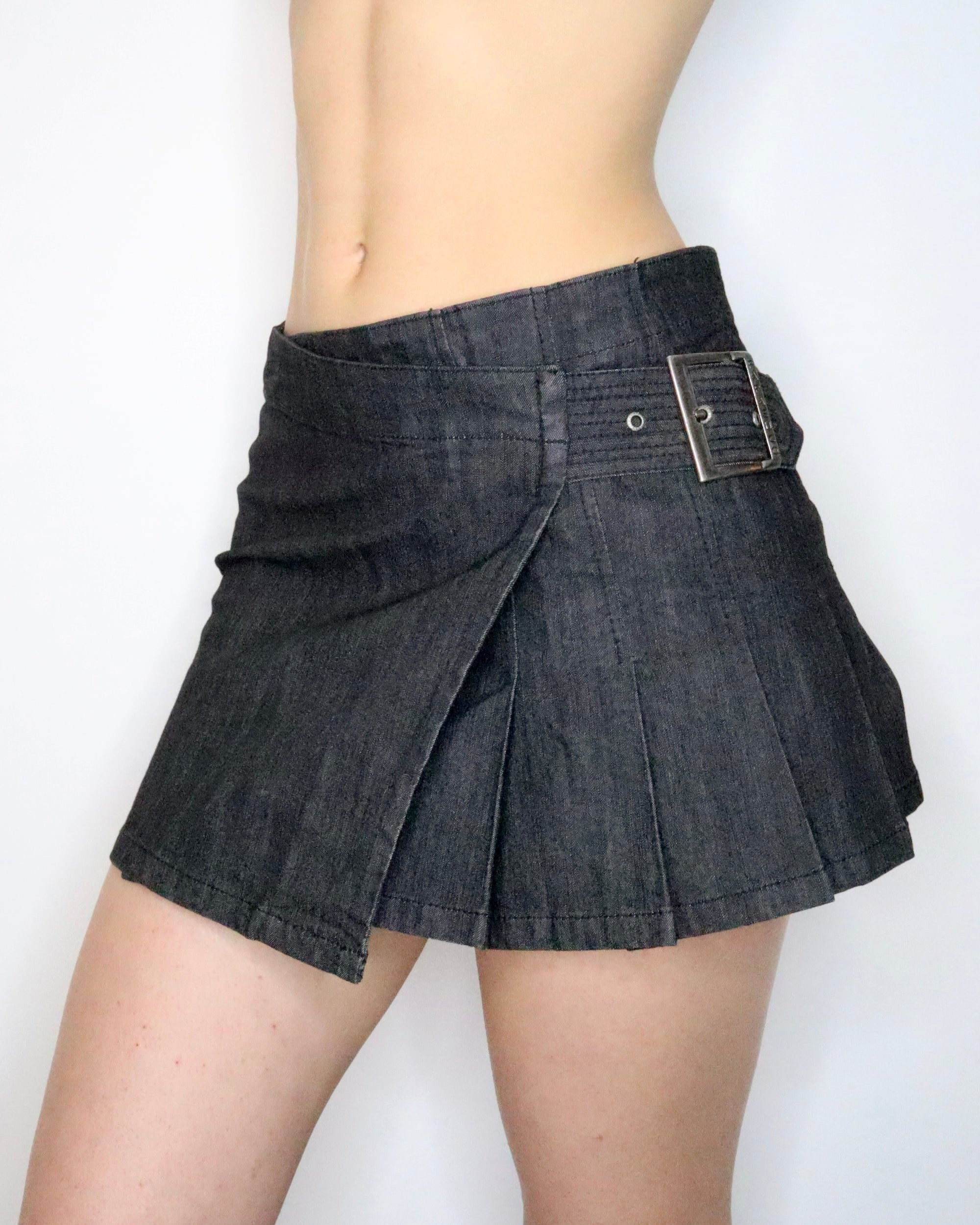 Asymmetrical Denim Mini Skirt (Small) 