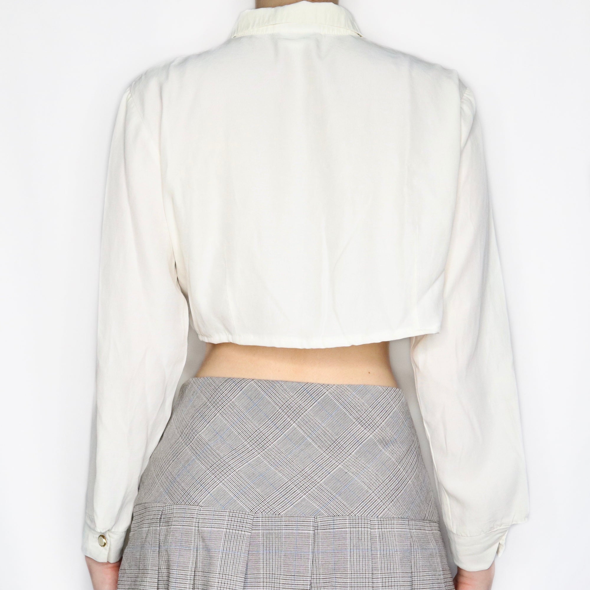 Vintage 80s Cropped White Blouse
