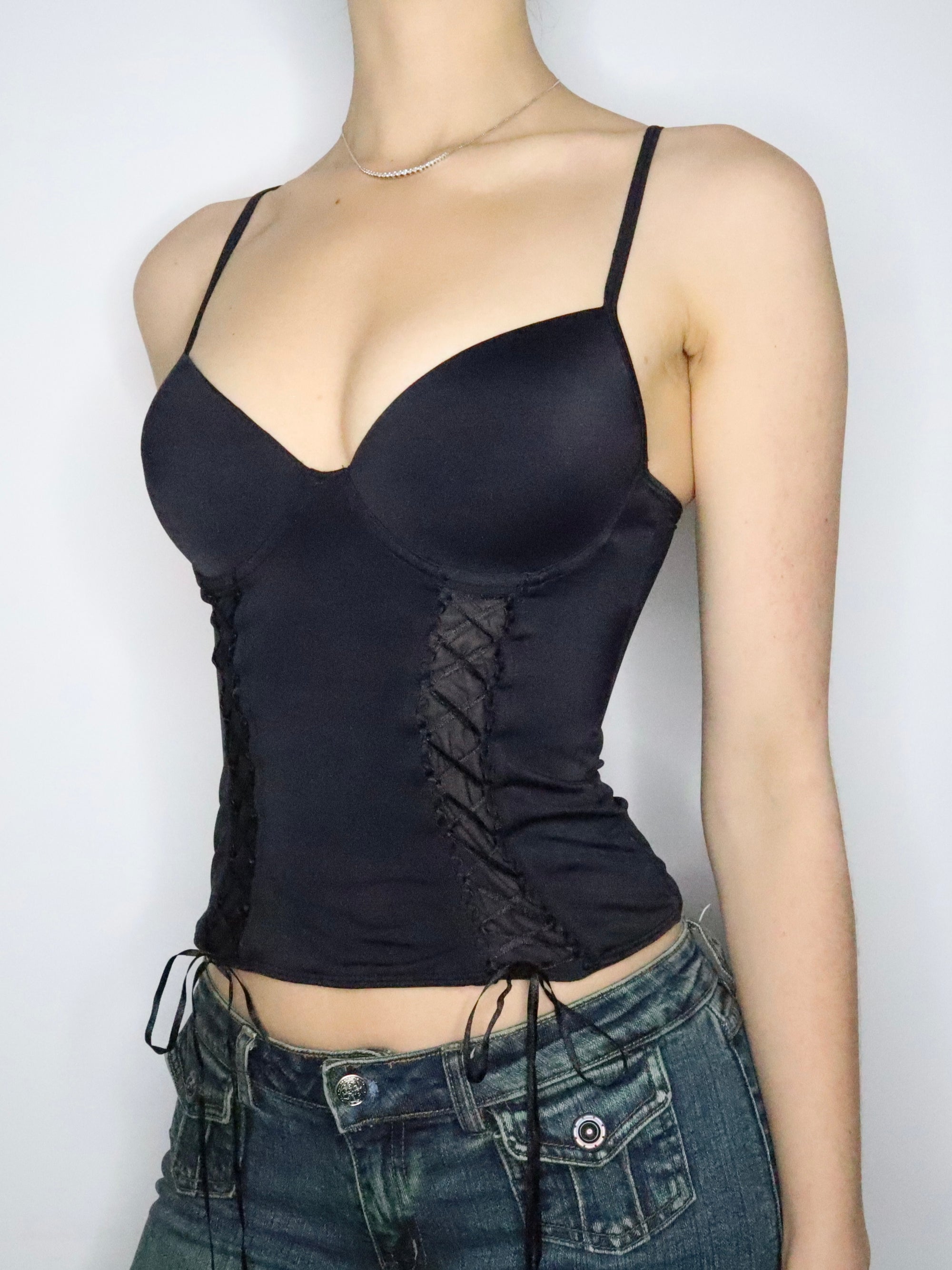 Black Lace Up Bustier (Small)