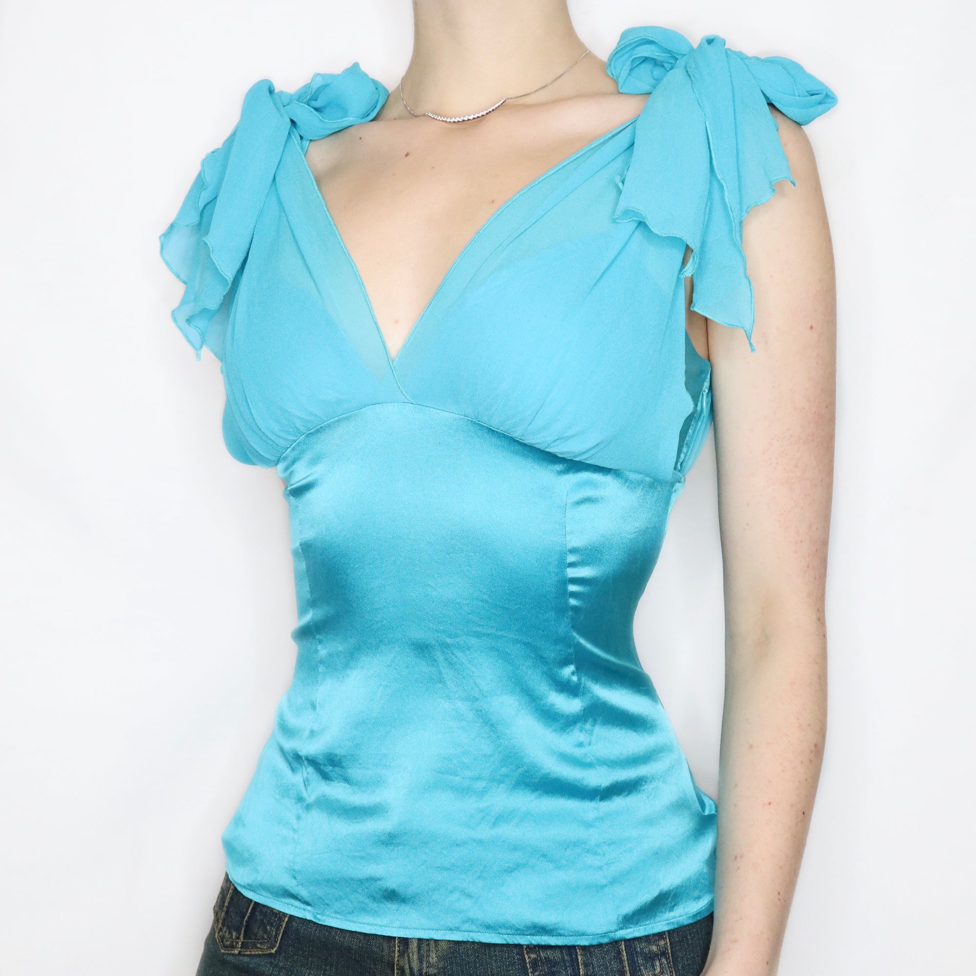Vintage Y2K Turquoise Silk Cami Top