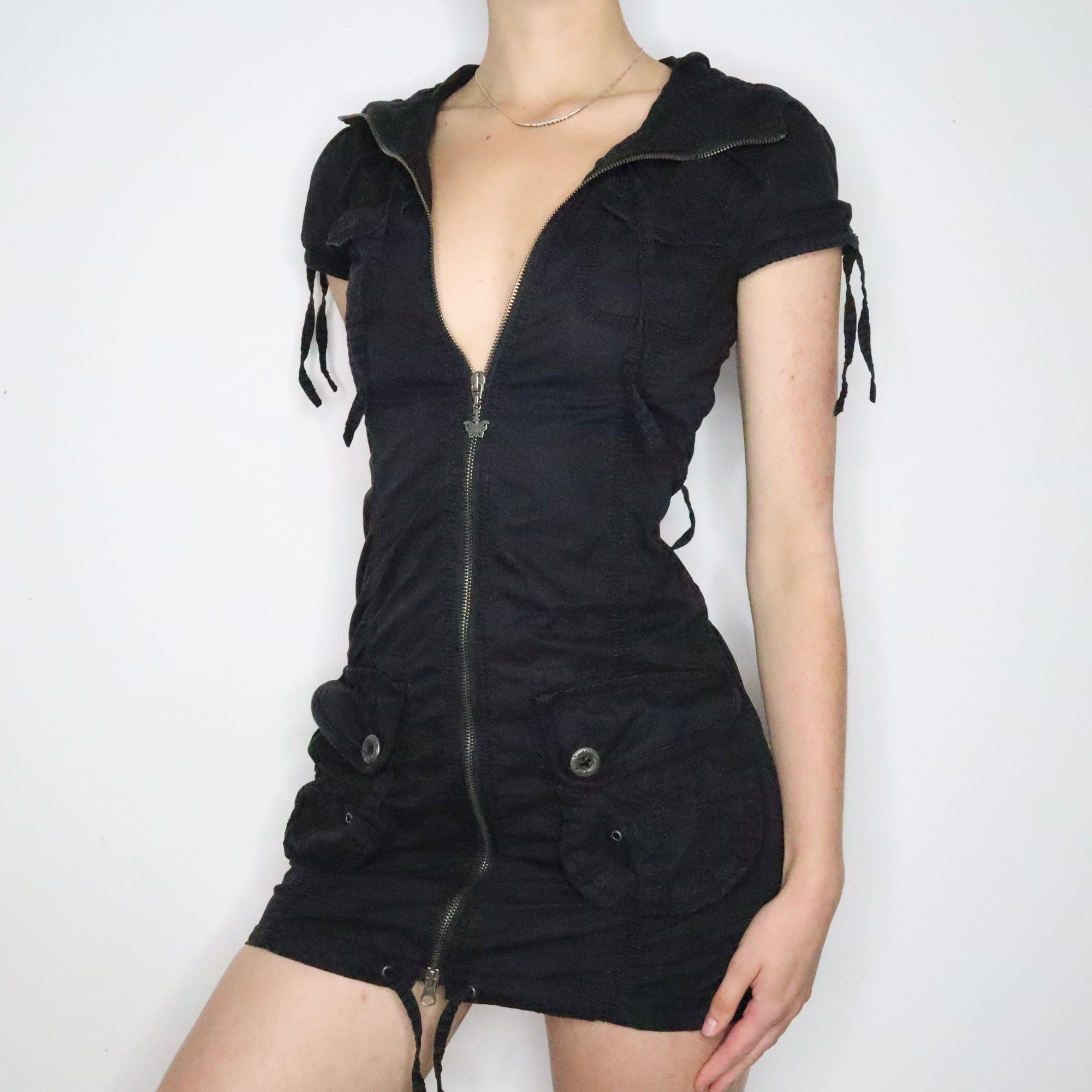 black cargo dress Twisted Utility Cargo Dress (JO-A001-S25-BLACK)