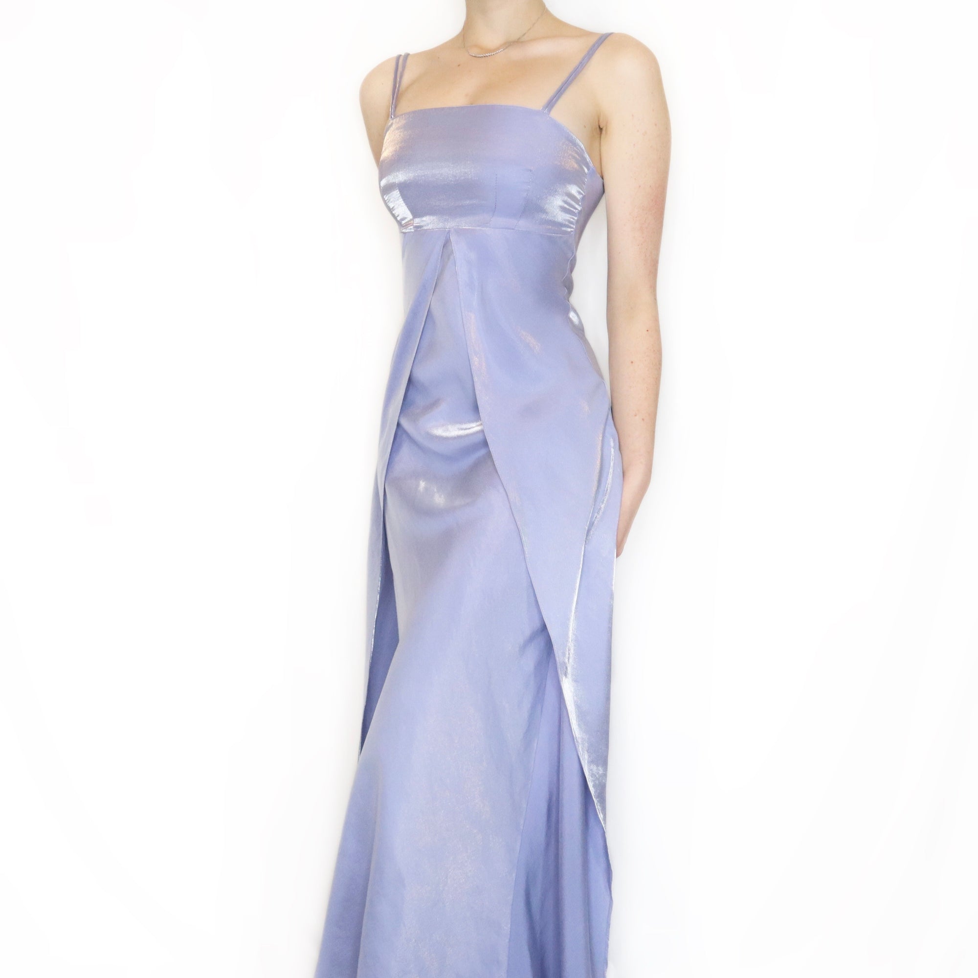 Vintage 90s Periwinkle Shimmer Prom Dress - Imber Vintage Vintage 90s Periwinkle Shimmer Prom Dress - Imber Vintage