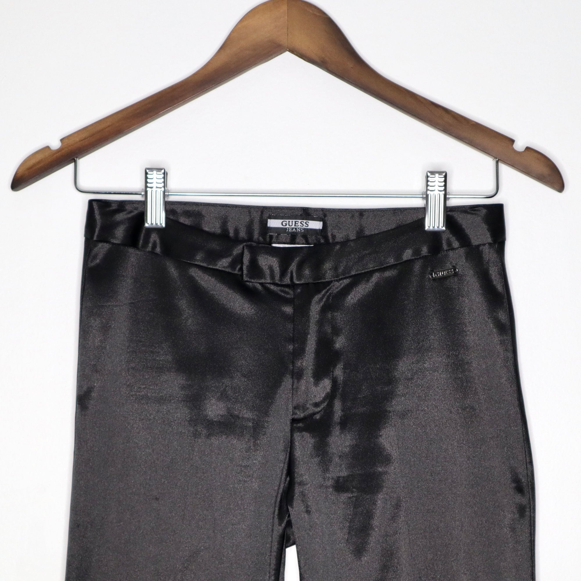 Vintage Y2K Guess Black Satin Flare Pants