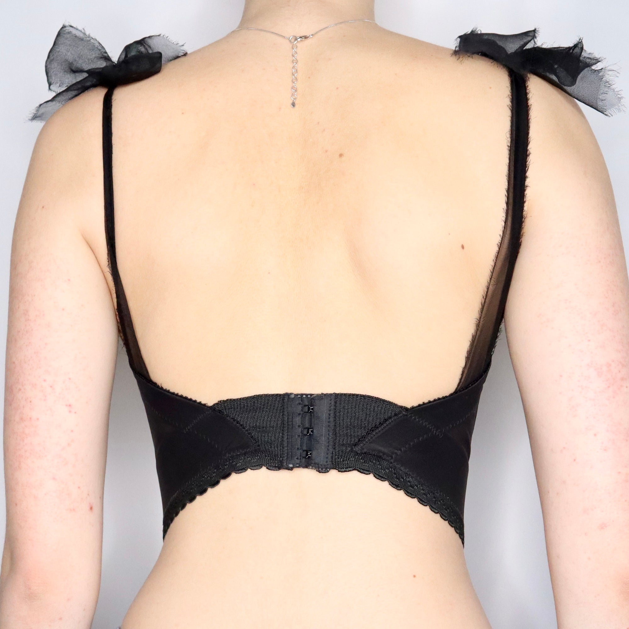Vintage 80s Sheer Black Lace Cropped Bustier
