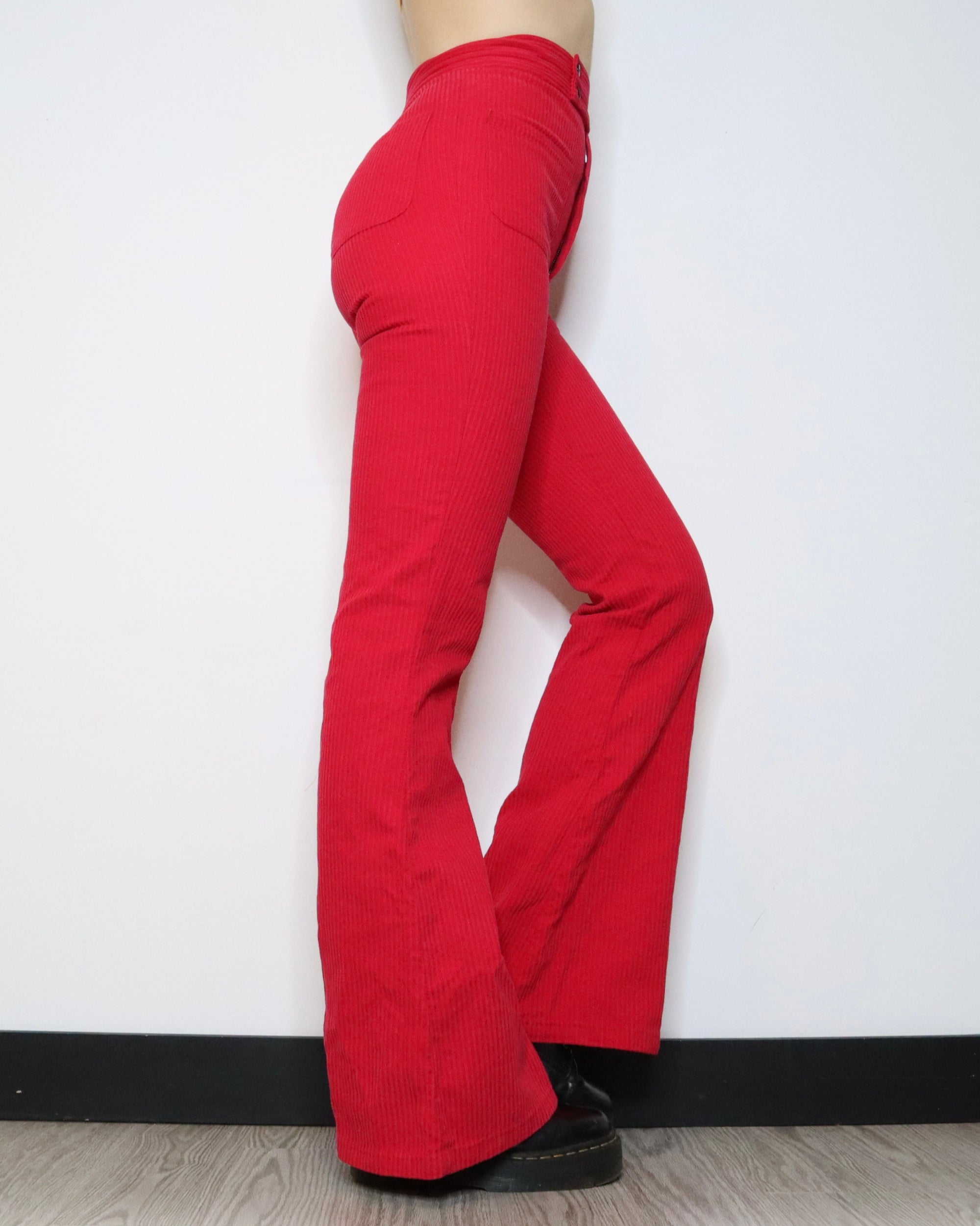 70s Red Corduroy Bell Bottoms (Small) 