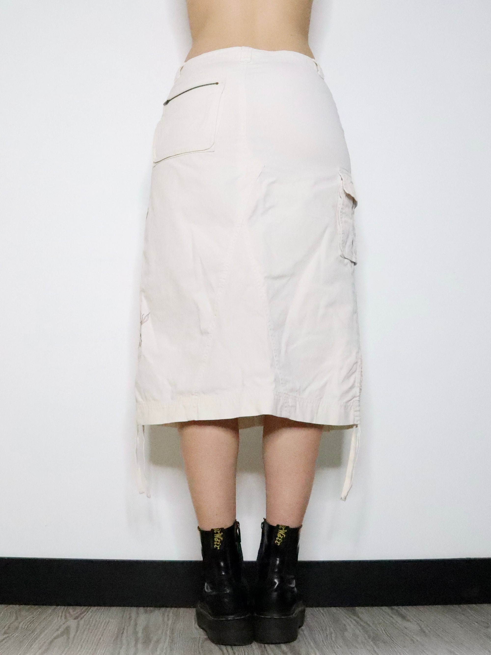 Cream Cargo Midi Skirt (S-M) 