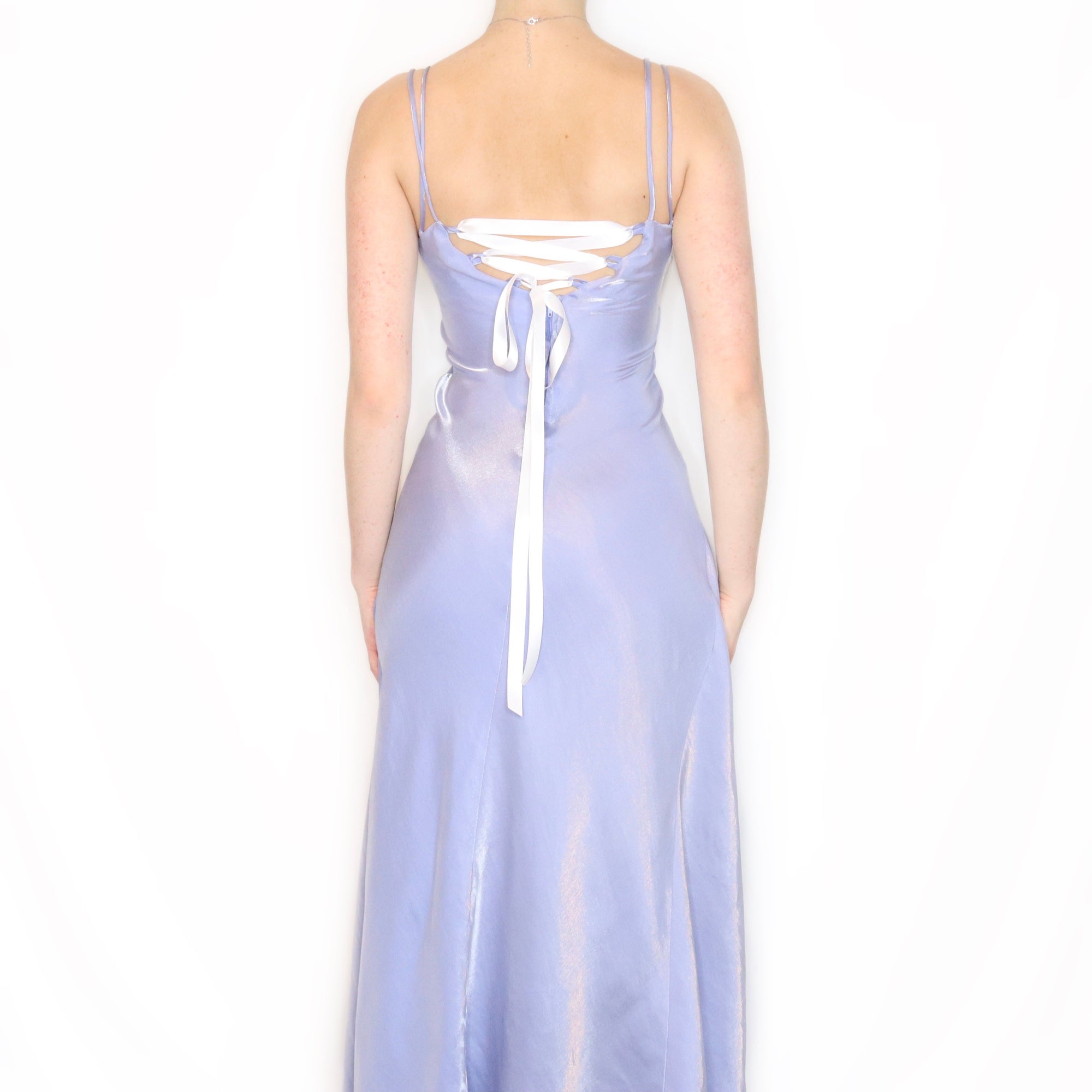 Vintage 90s Periwinkle Shimmer Prom Dress - Imber Vintage Vintage 90s Periwinkle Shimmer Prom Dress - Imber Vintage