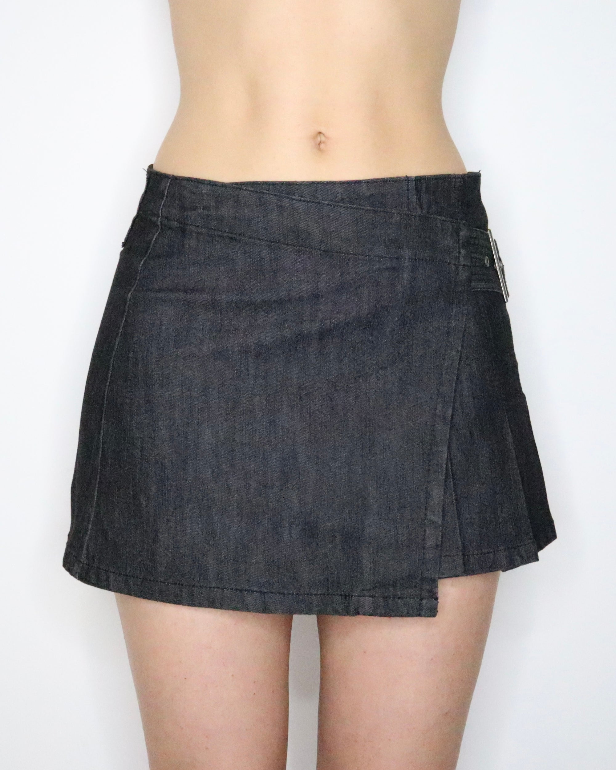 Asymmetrical Denim Mini Skirt (Small) 