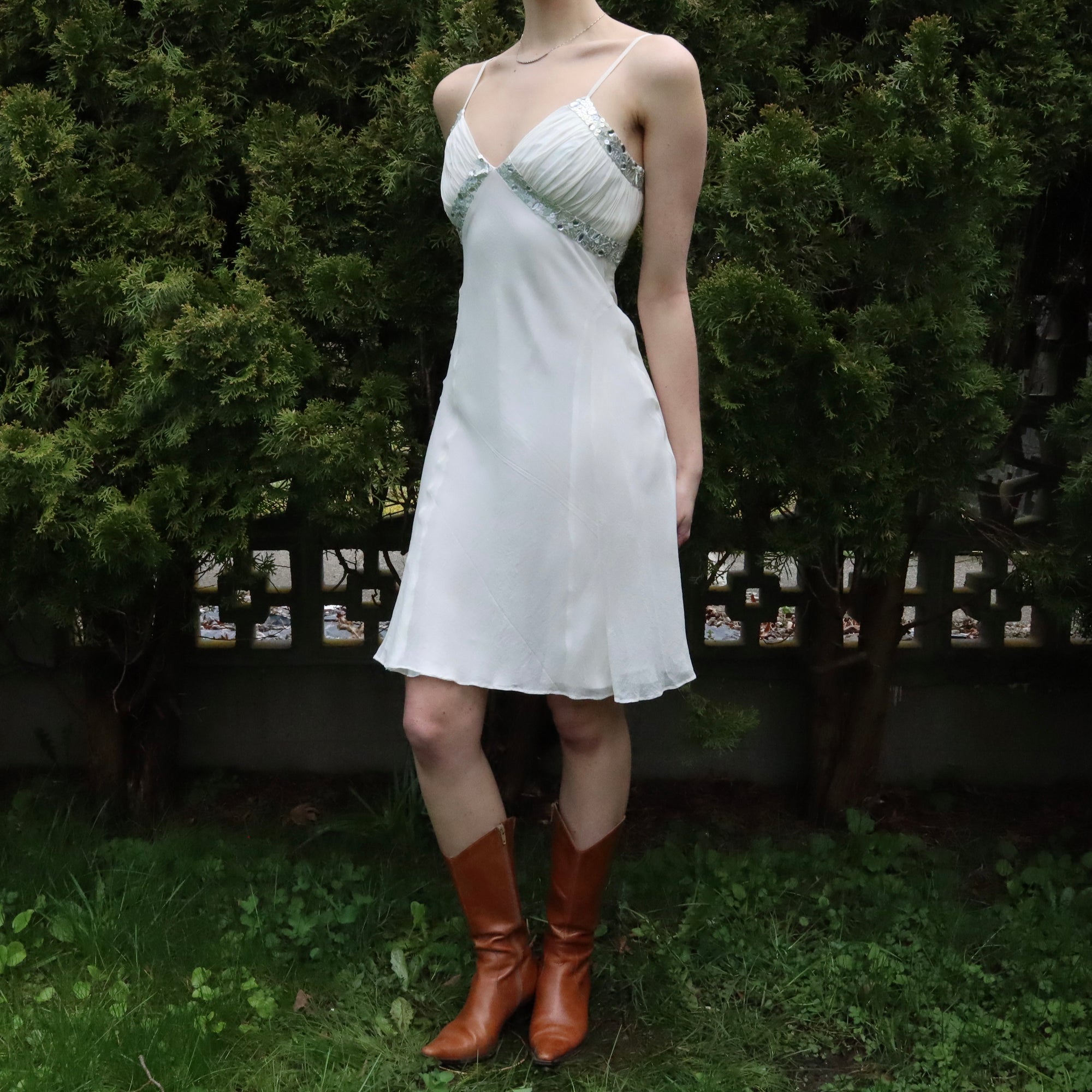 White Silk Midi Dress (Small)