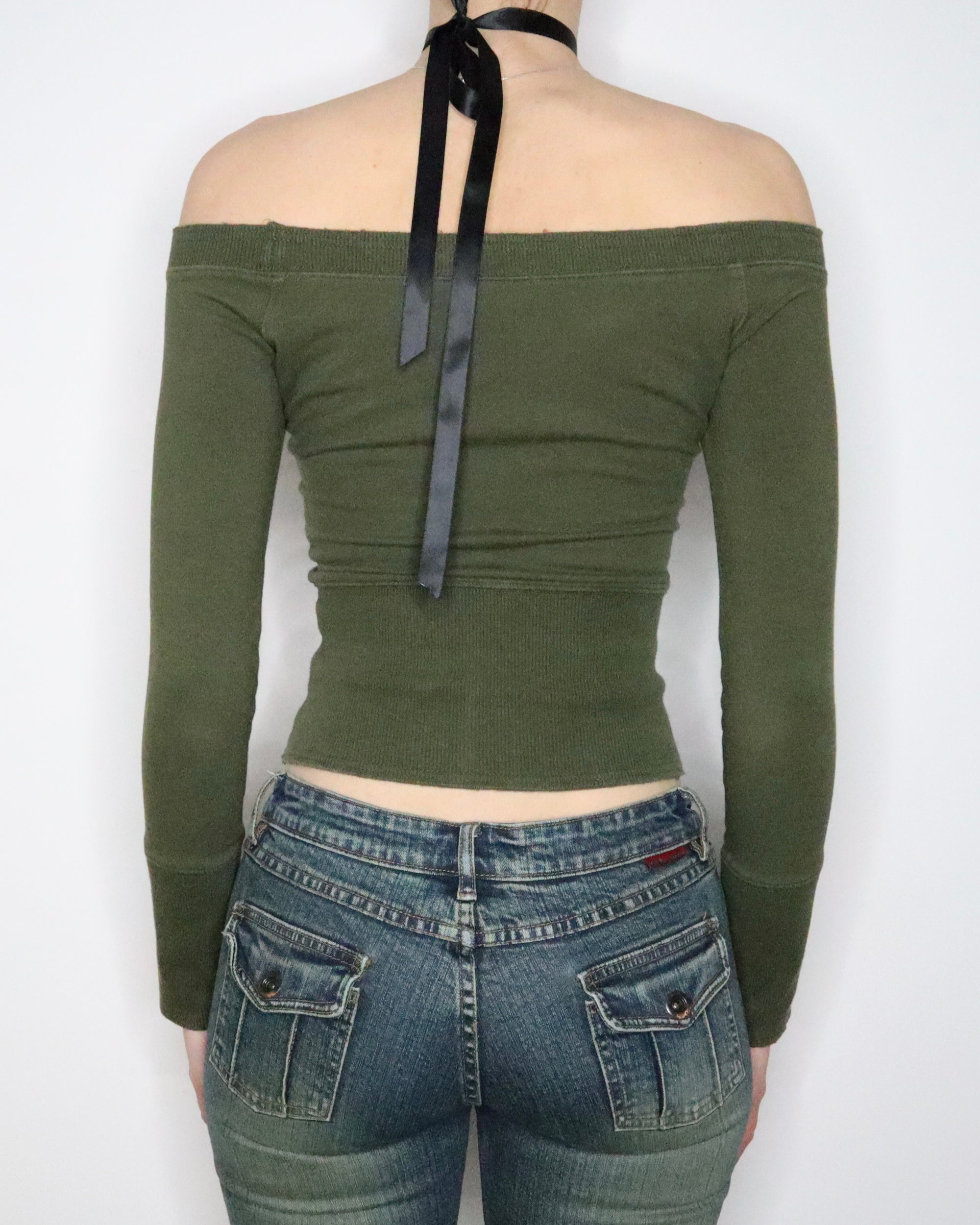 Green Off the Shoulder Top (XS-S) 