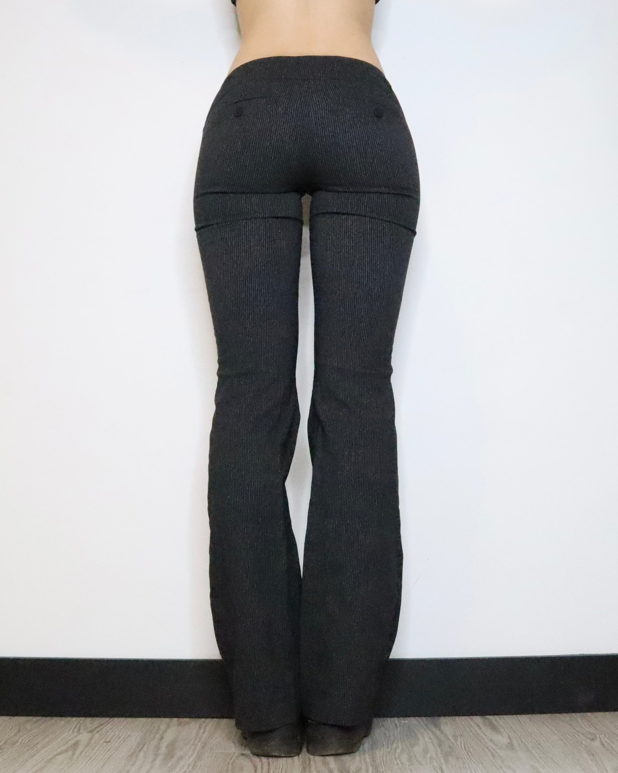 Black Pinstripe Flare Pants (XS-S) 