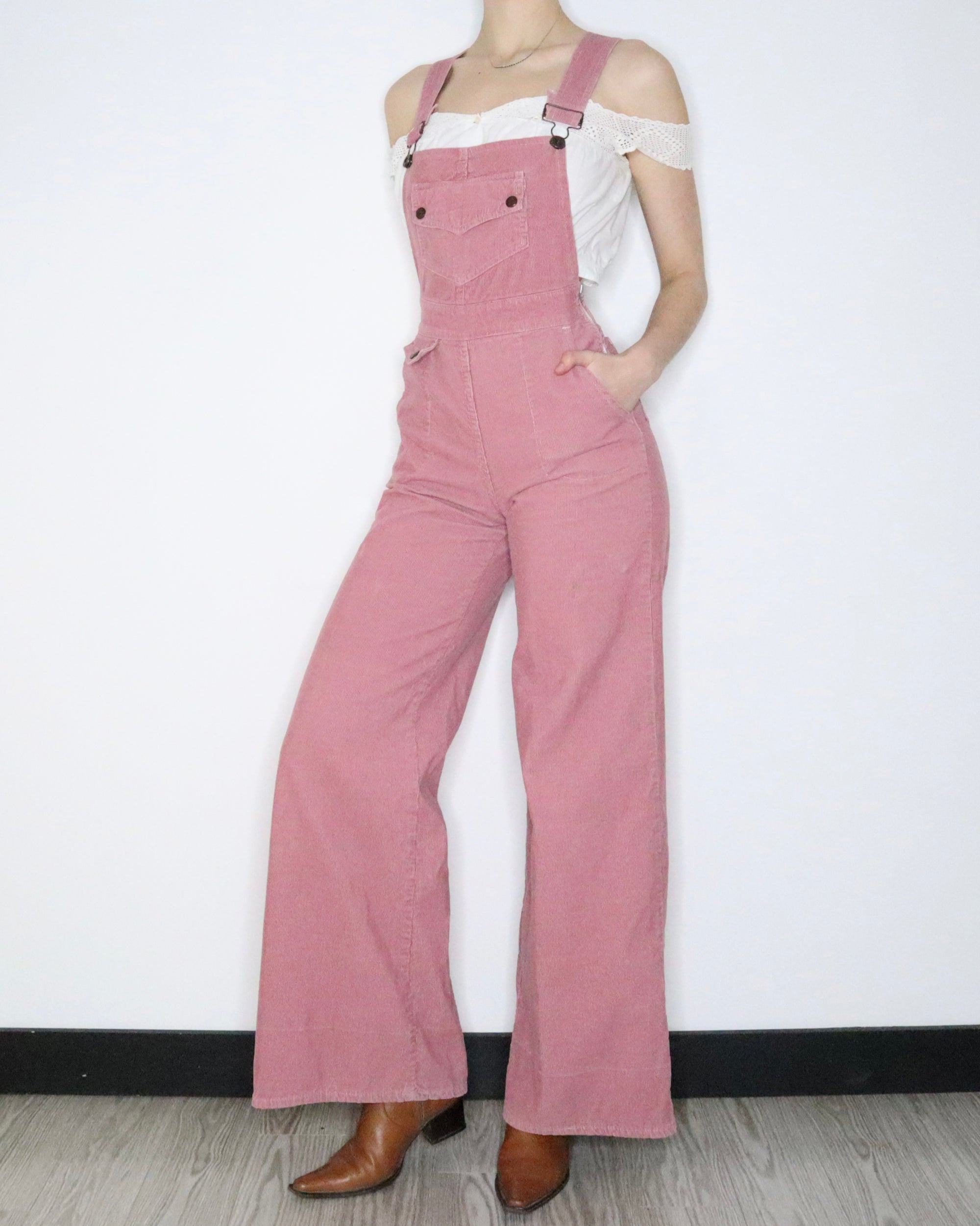 70s Pink Corduroy Overalls (Small) 
