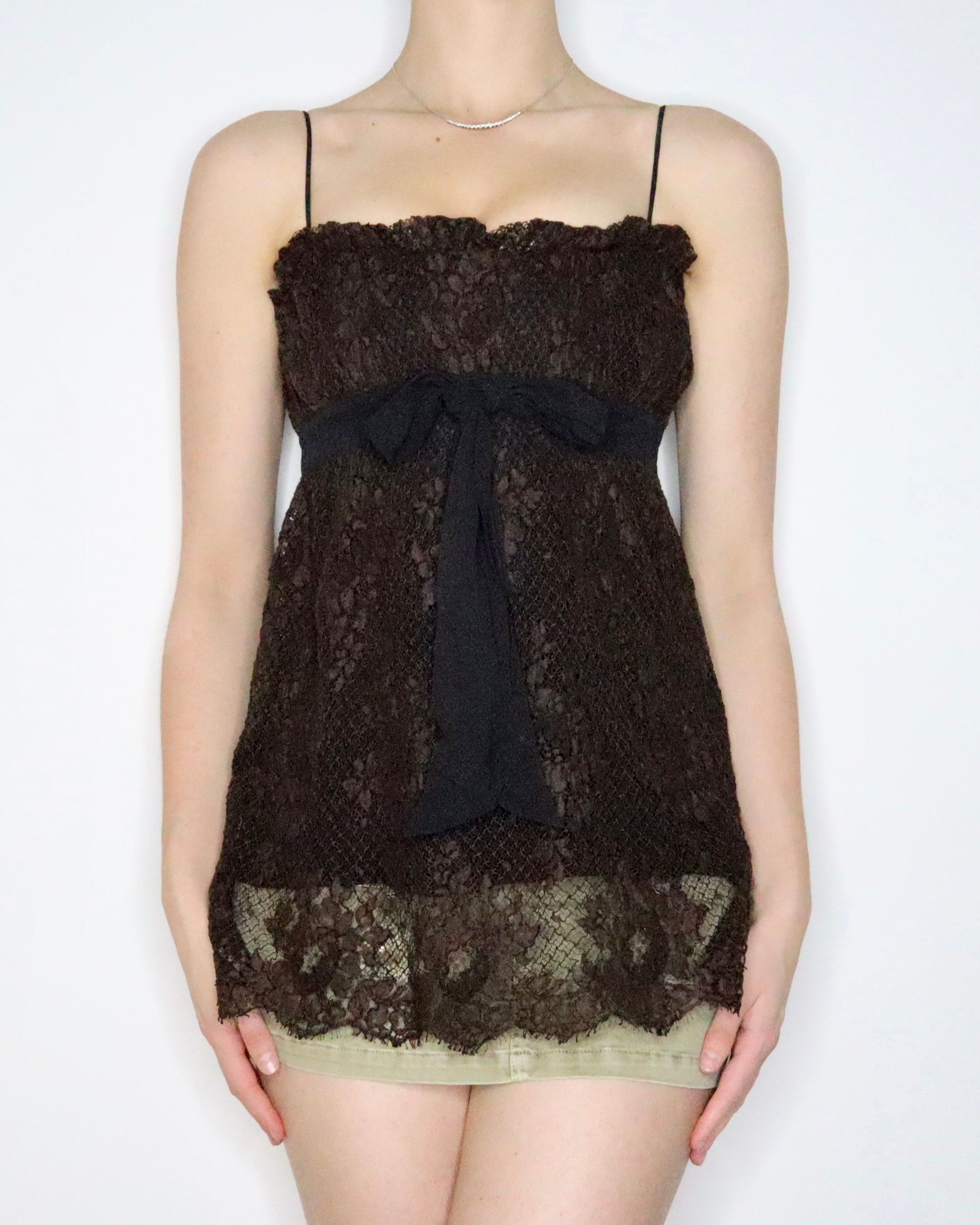 Escada Brown Lace Babydoll Top (XXS-XS)