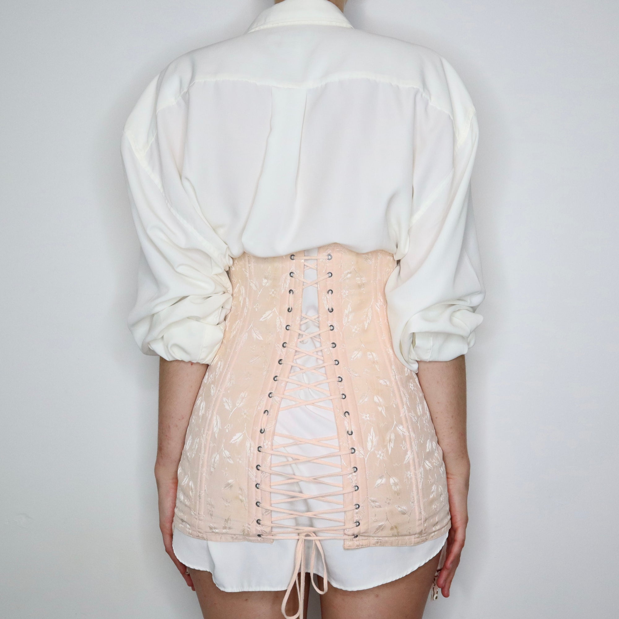 Vintage Deadstock 40s 50s French Boned Corset Girdle Skirt in Pale