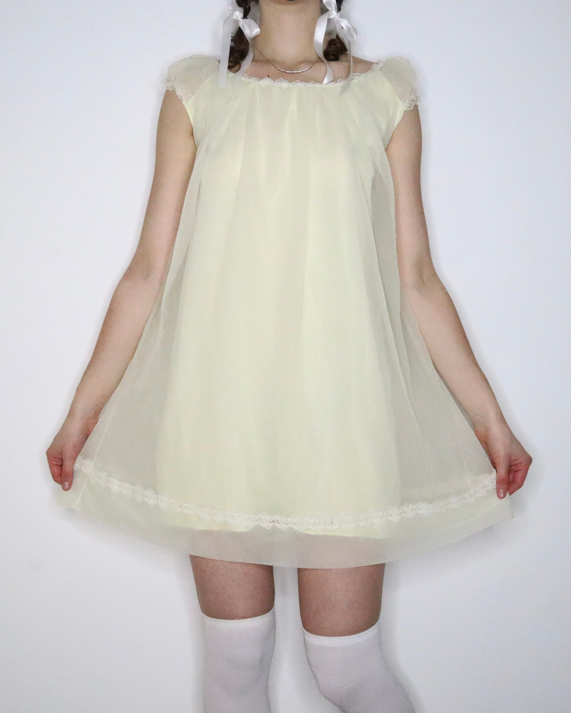 Pastel Yellow Babydoll Nightgown (Small) 