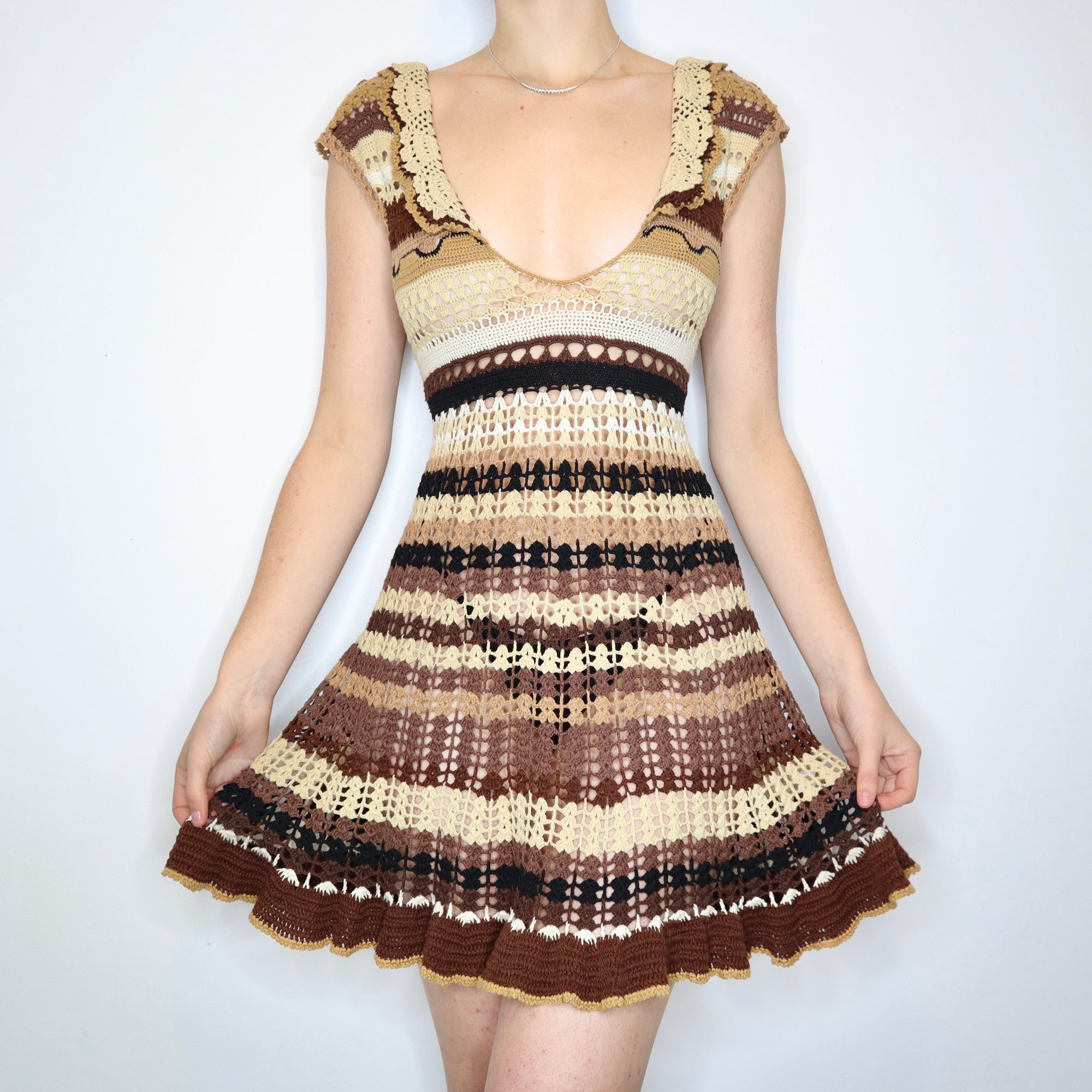 Vintage Early 2000s Betsey Johnson Brown Crocheted Dress - Imber Vintage Vintage Early 2000s Betsey Johnson Brown Crocheted Dress - Imber Vintage