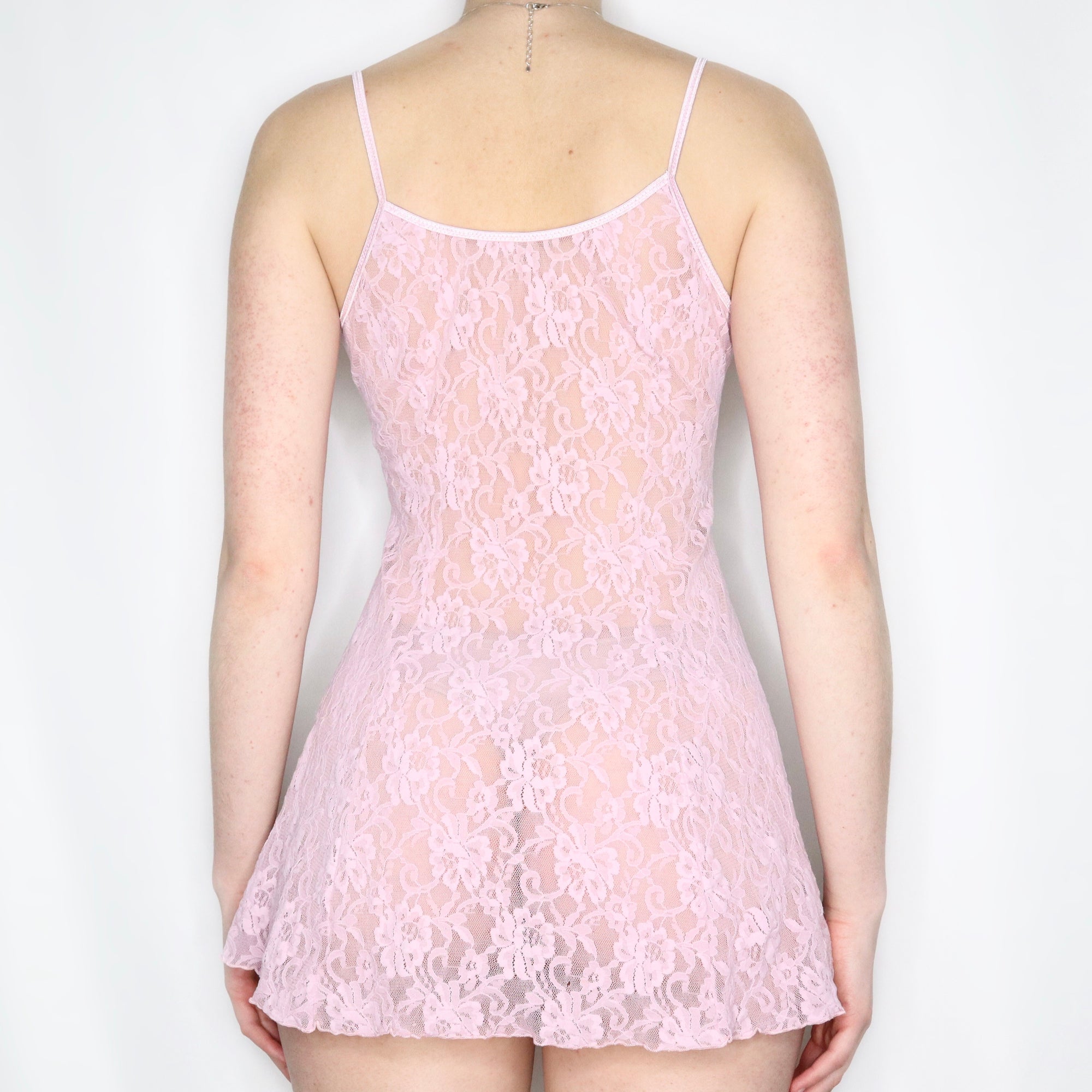 Vintage Y2K Pale Pink Lace Slip Dress