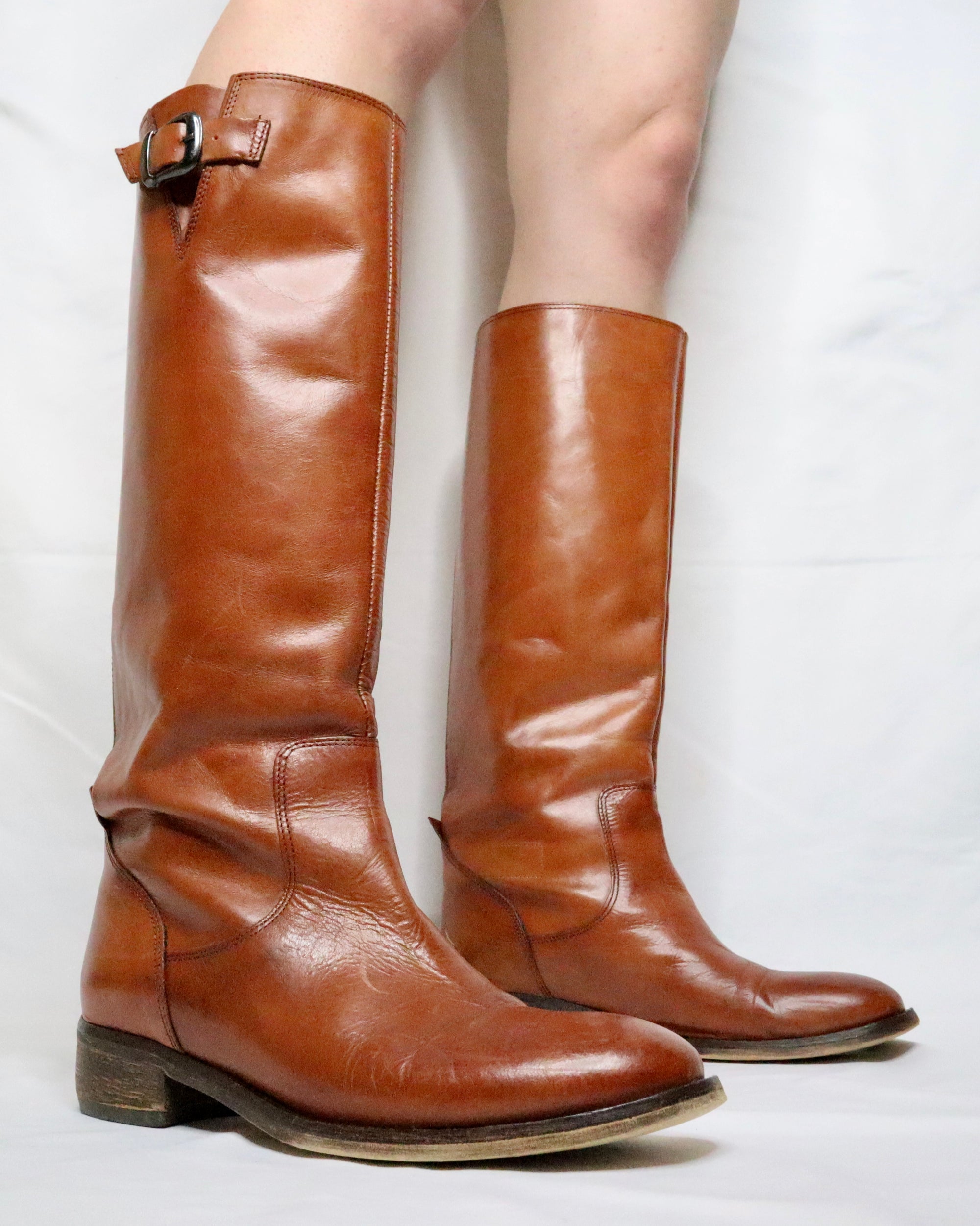 Brown Leather Riding Boots (7.5 US/38 EU) 