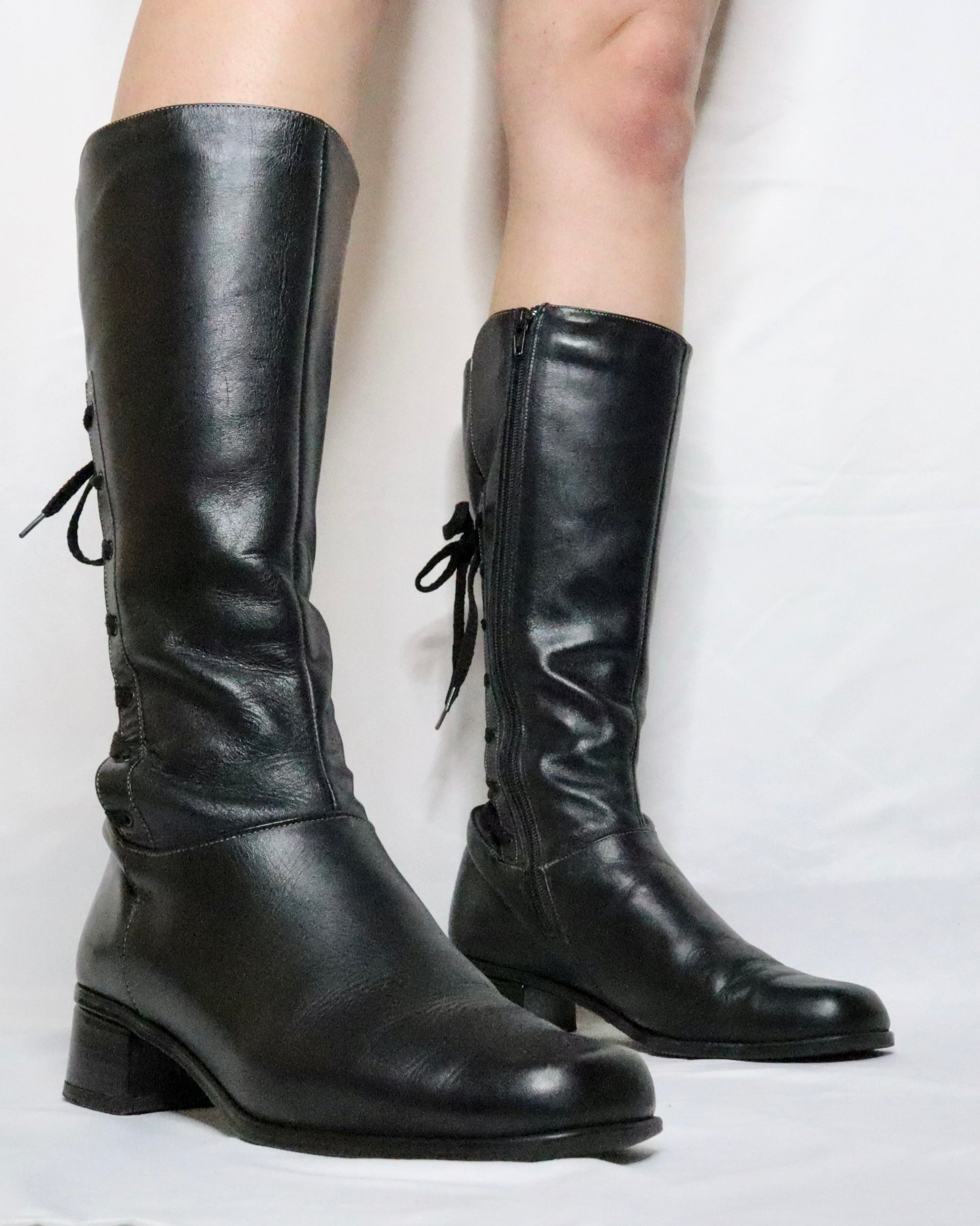 Black Leather Riding Boots (7-7.5 US) 