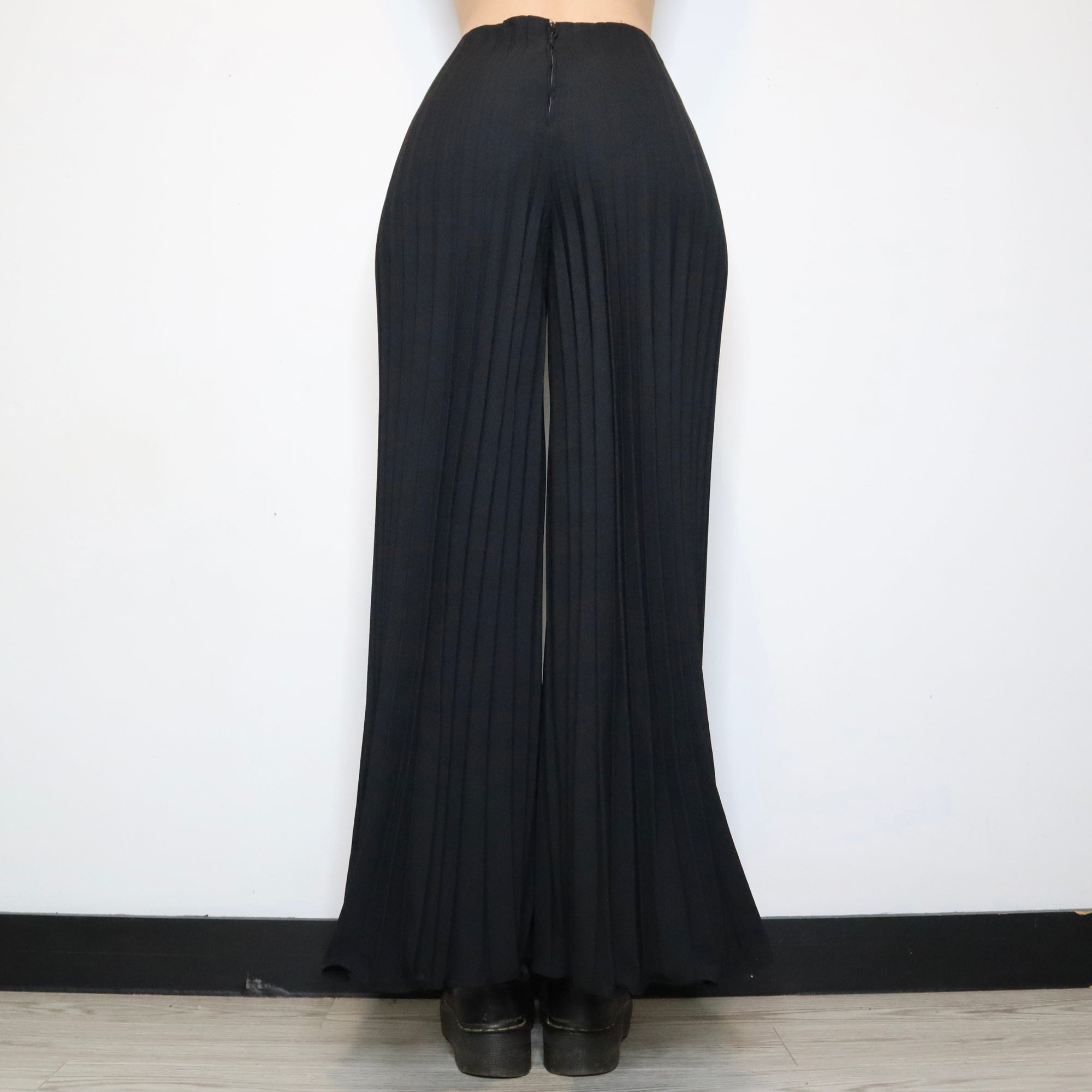 Pleated Black Bell Bottoms (Small)