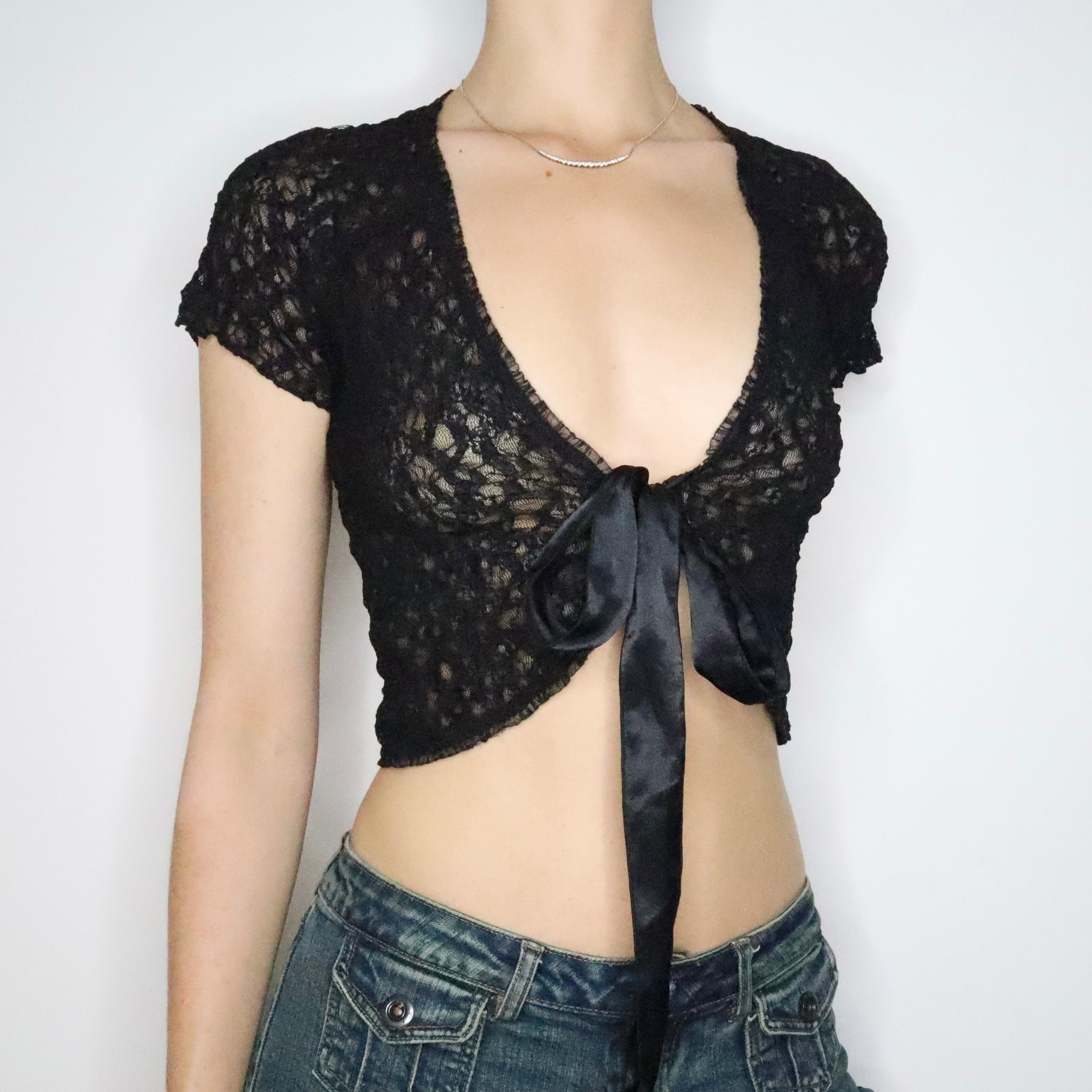 Black Mesh Lace Cardigan (S-M)