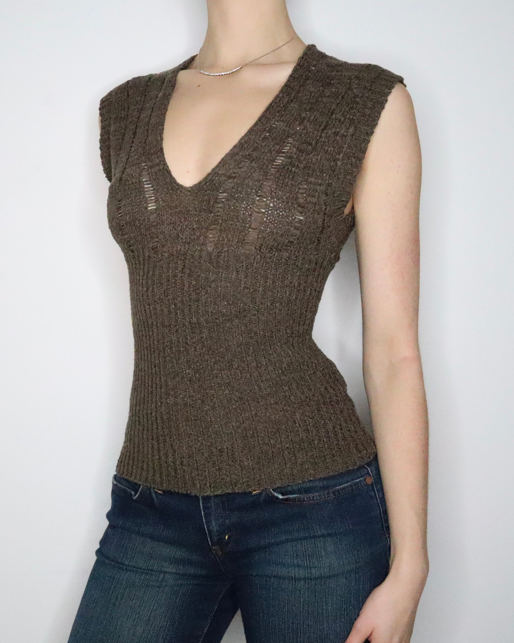 Brown Knit Vest (Small)