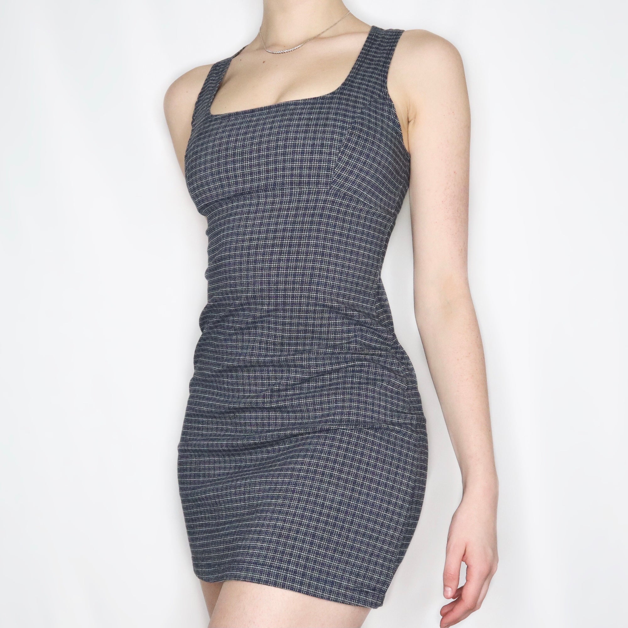Vintage Y2K Blue Plaid Mini Dress - Imber Vintage Vintage Y2K Blue Plaid Mini Dress - Imber Vintage