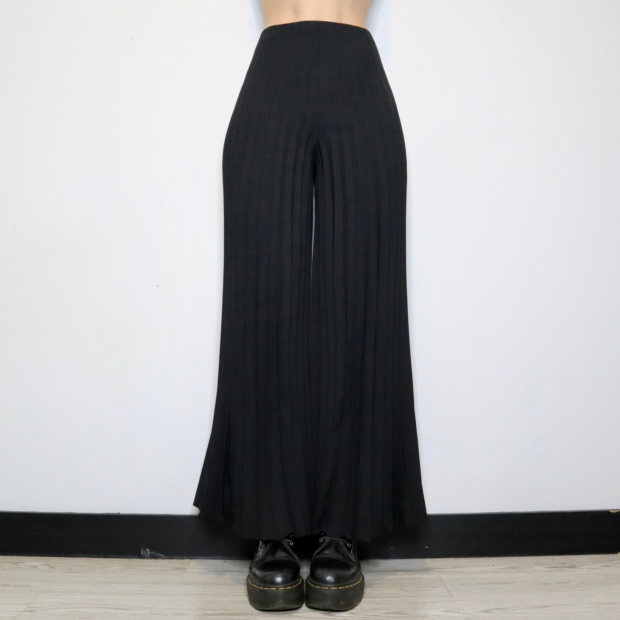 Pleated Black Bell Bottoms (Small)