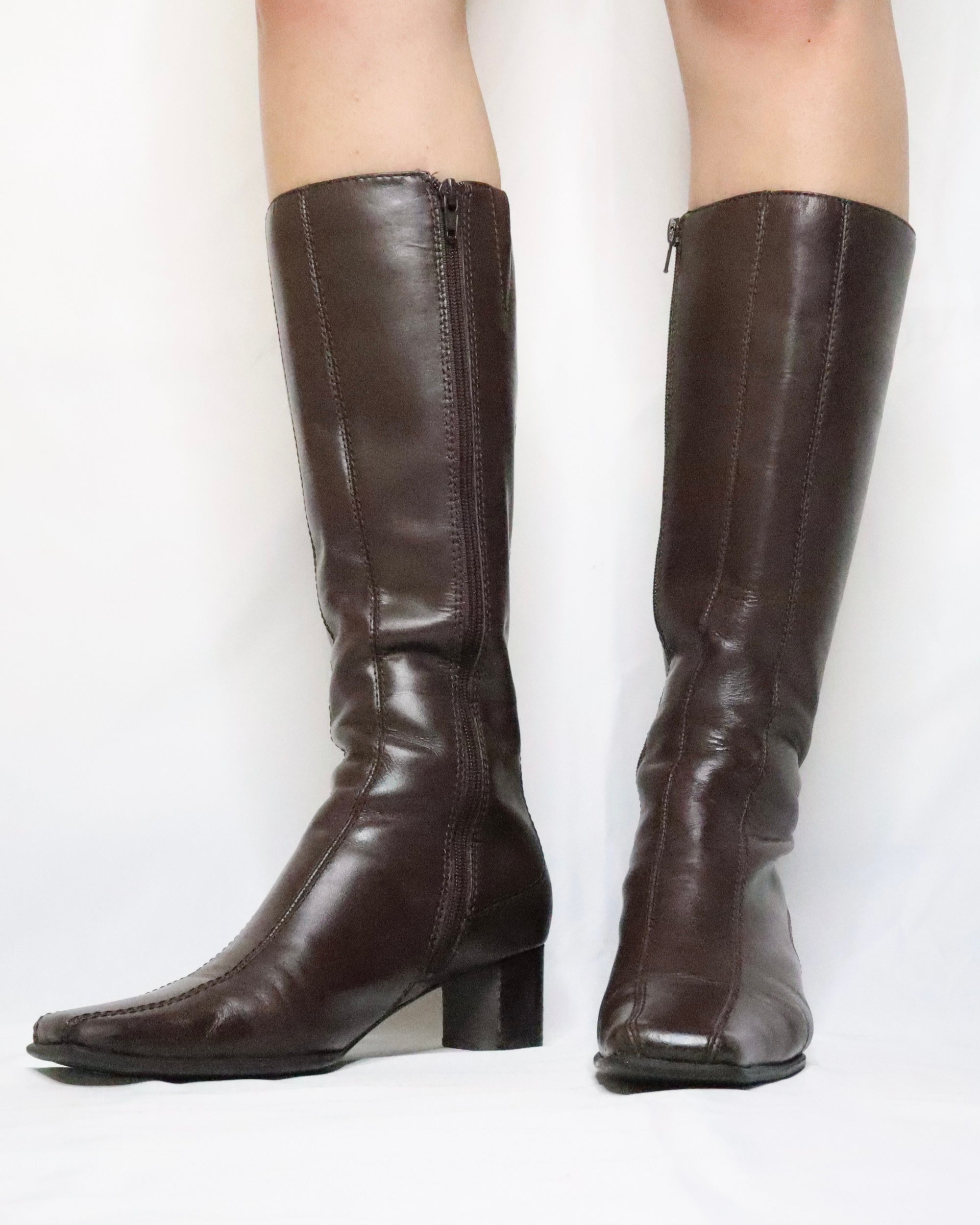 Brown Knee High Leather Boots (6.5 US) 