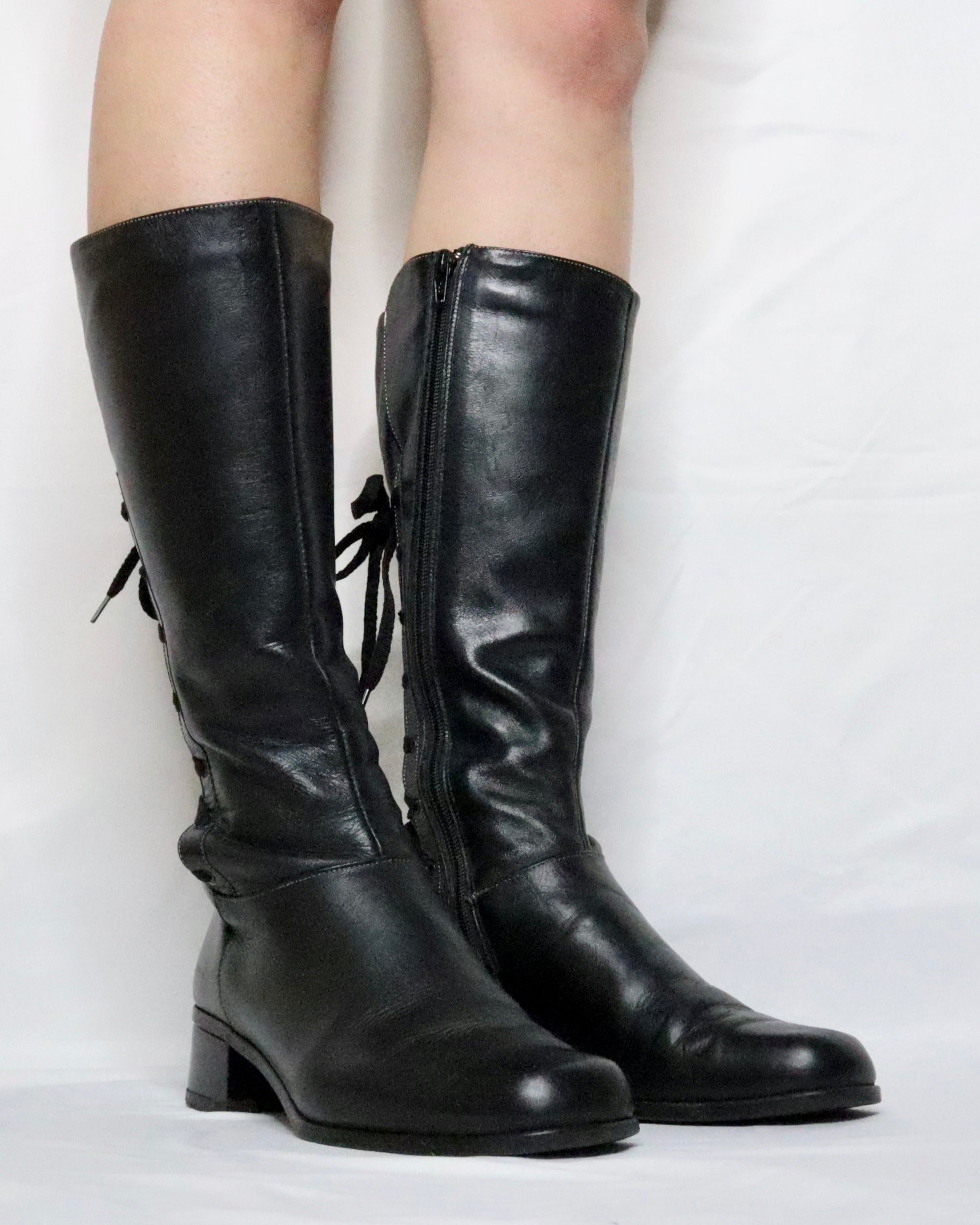 Black Leather Riding Boots (7-7.5 US) 