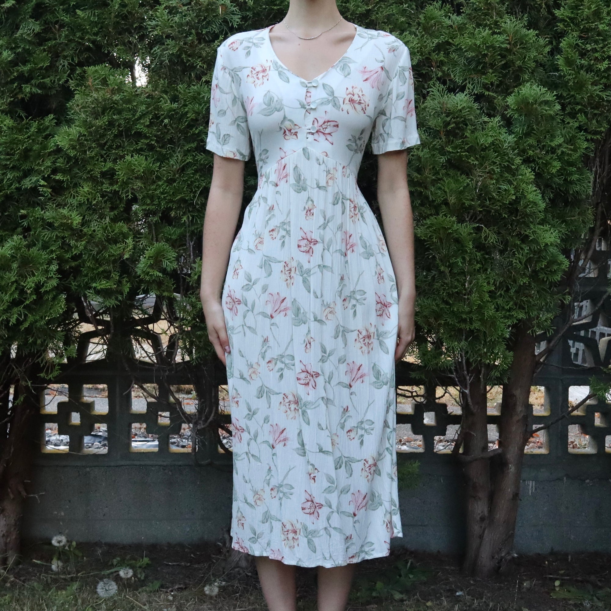 Vintage 90s Muted Floral Maxi Dress - Imber Vintage Vintage 90s Muted Floral Maxi Dress - Imber Vintage