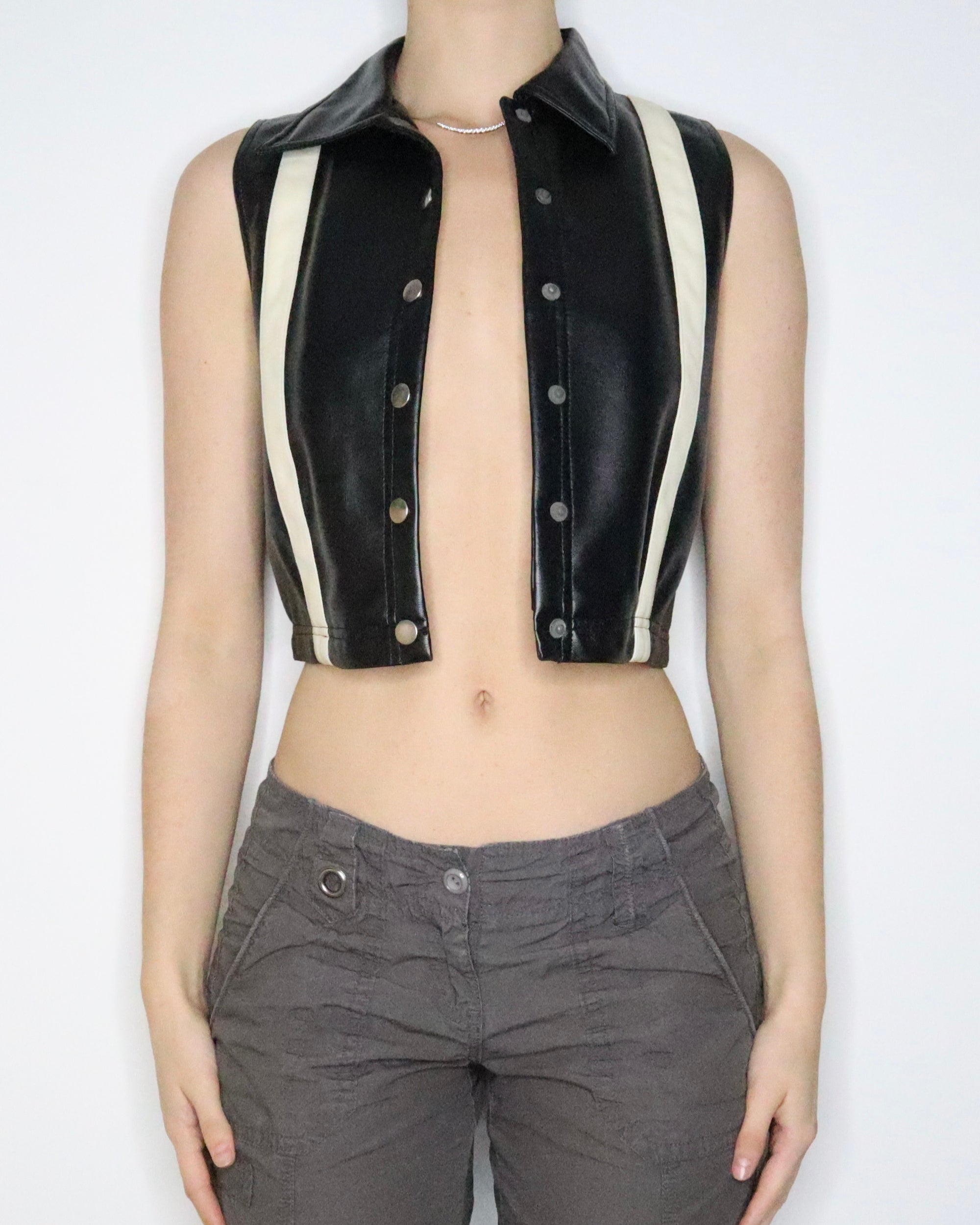 Black Faux Leather Vest (Small) 