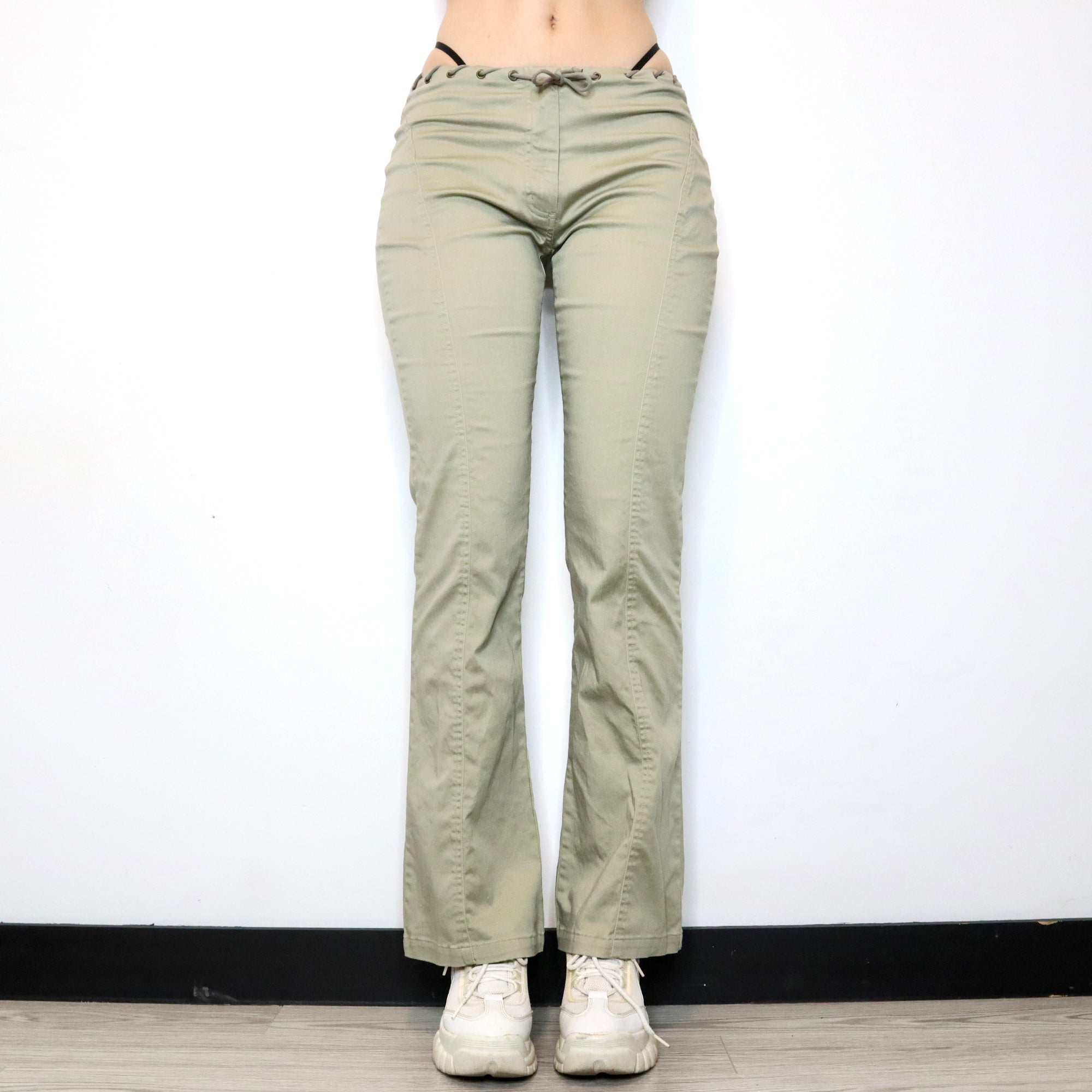 Vintage Early 2000s Low Rise Pale Sage Flare Pants