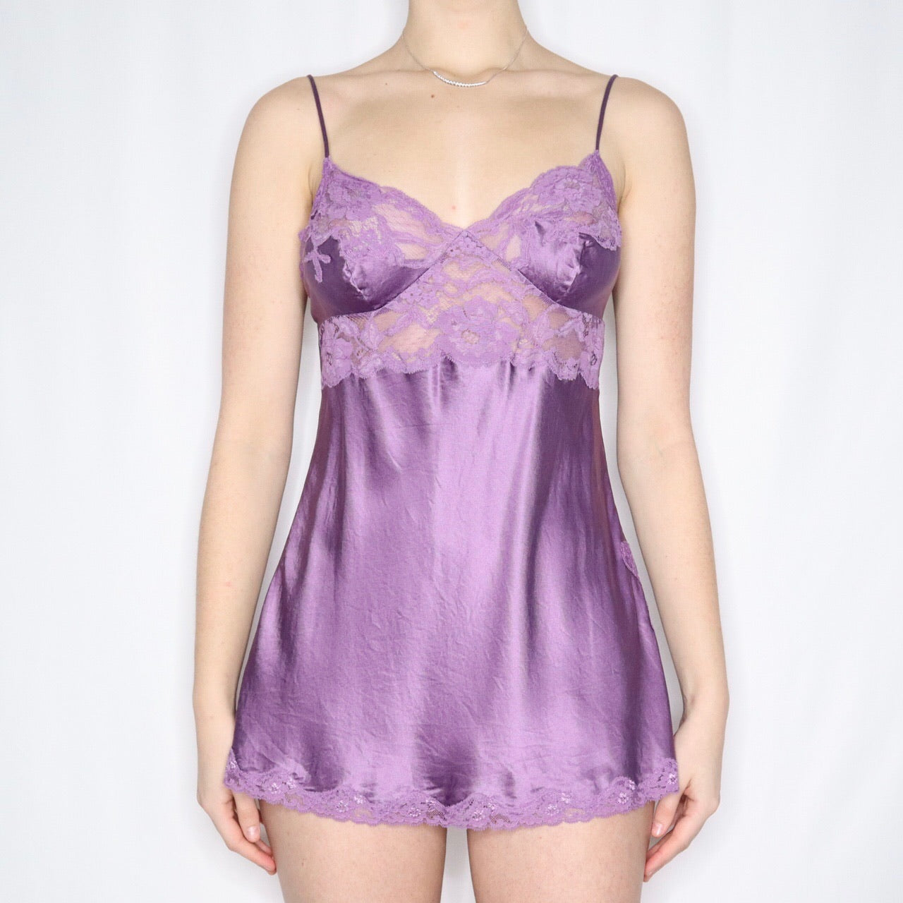 Early 2000s Victoria's Secret Amethyst Purple Silk and Lace Slip Mini - Imber Vintage Early 2000s Victoria's Secret Amethyst Purple Silk and Lace Slip Mini - Imber Vintage