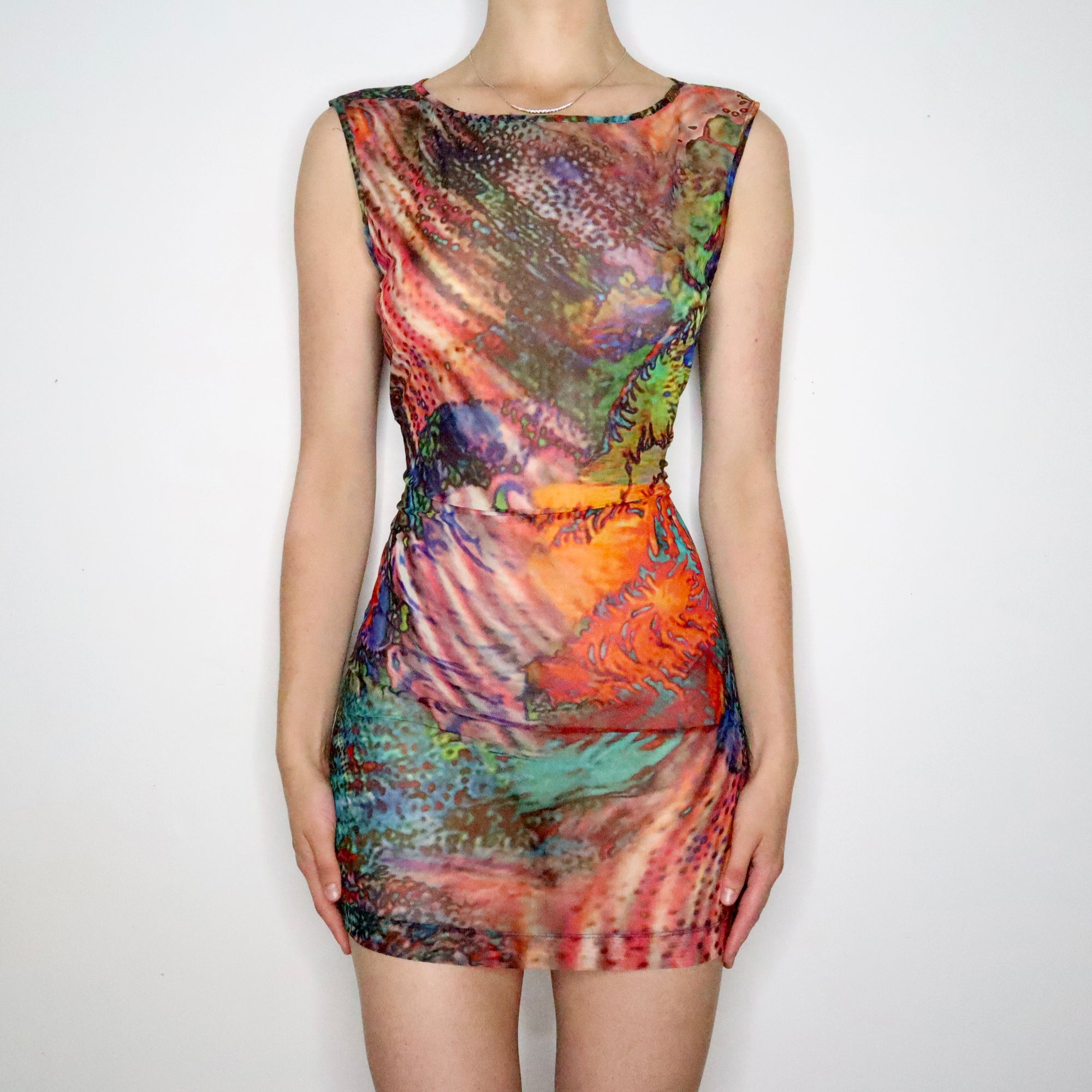 Miss Sixty Graphic Mesh Mini Dress (Medium)