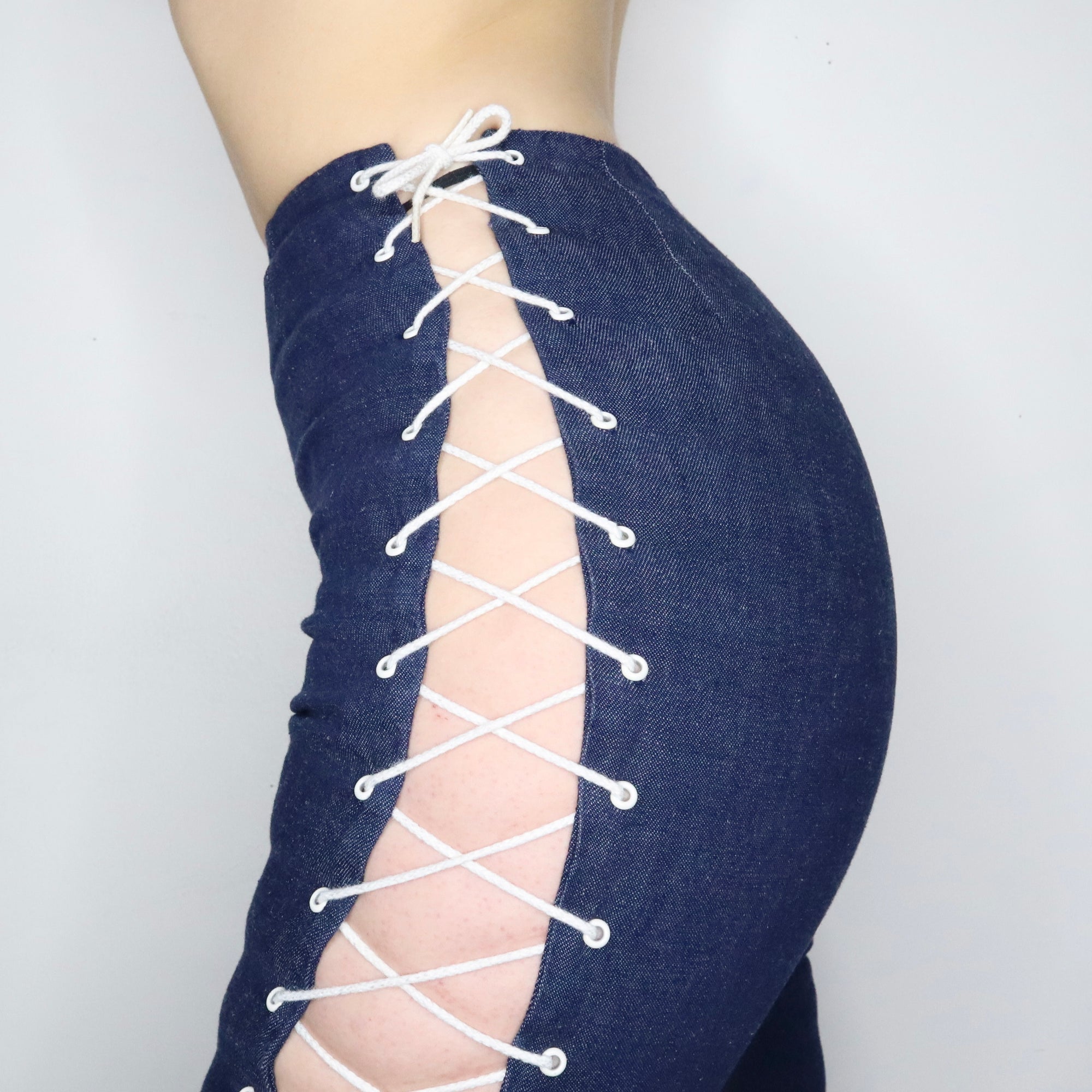 Lace Up Denim Capris Imber Vintage lace-up-denim-capris-imber-vintage