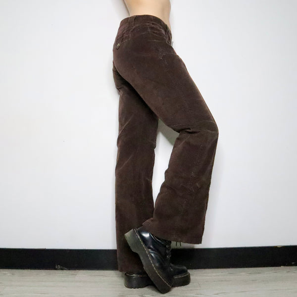 Brown Velvet Flare Pants (Large) - Imber Vintage