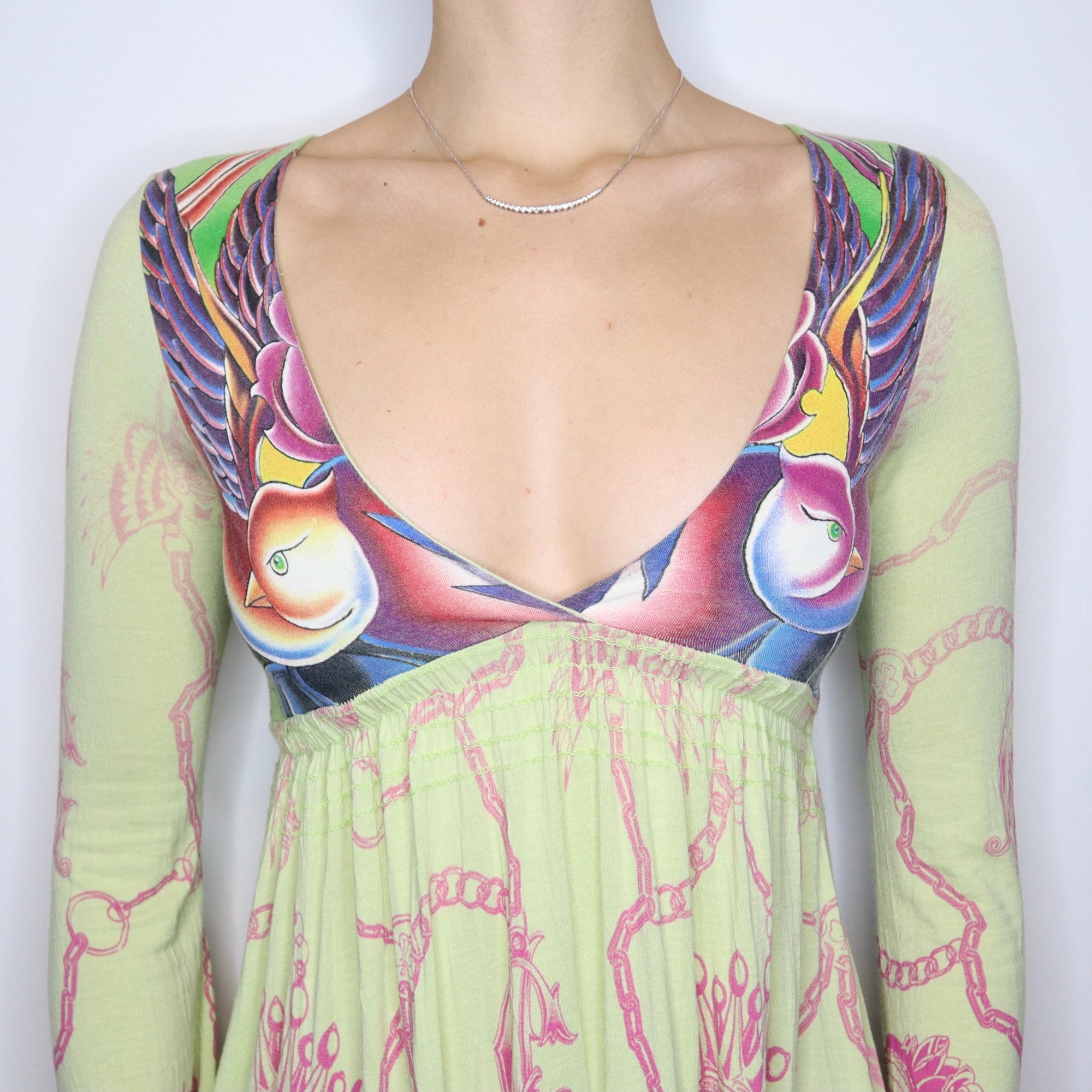 Rare Vintage Early 2000s Christian Audigier Light Green Fairy Dress - Imber Vintage Rare Vintage Early 2000s Christian Audigier Light Green Fairy Dress - Imber Vintage
