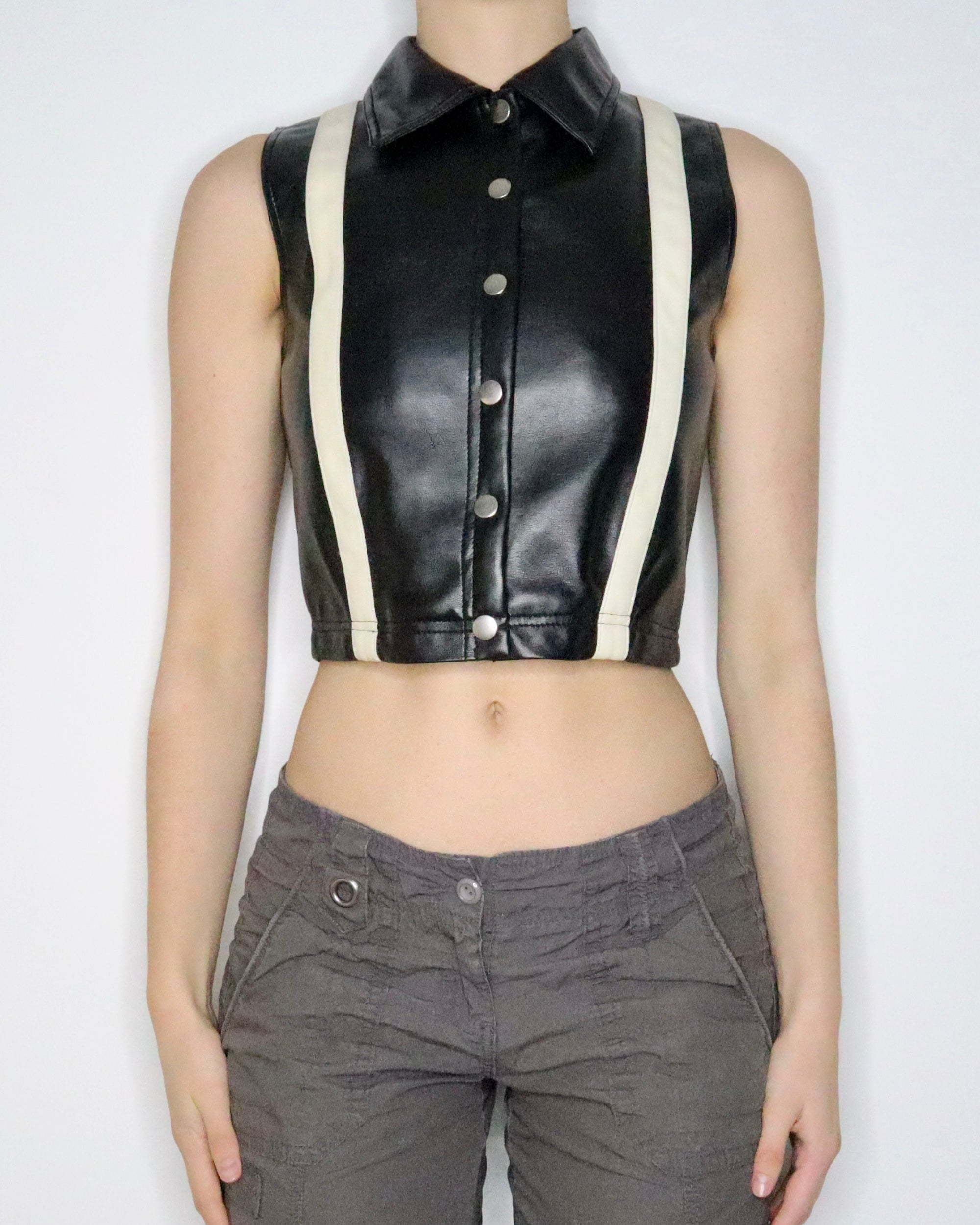 Black Faux Leather Vest (Small) 