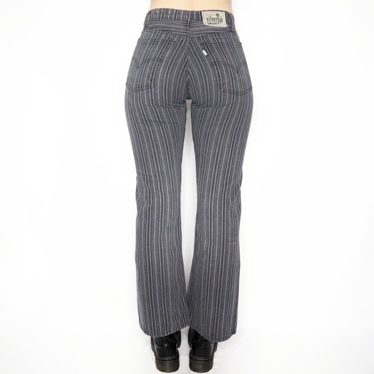 Rare Vintage 90s Striped Silver Tab Flare Levis