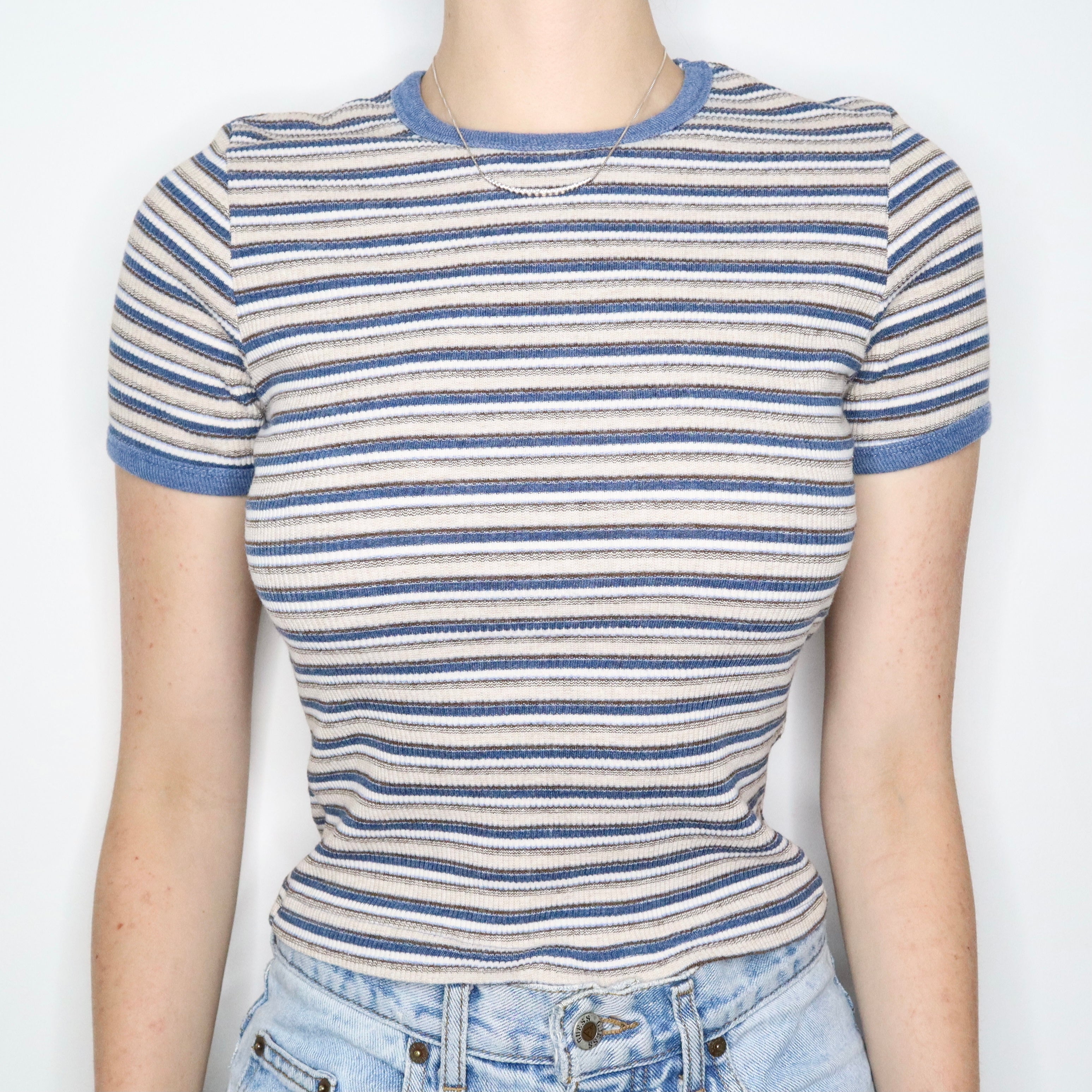 Vintage 90s Grunge Striped Ringer Tee - Imber Vintage