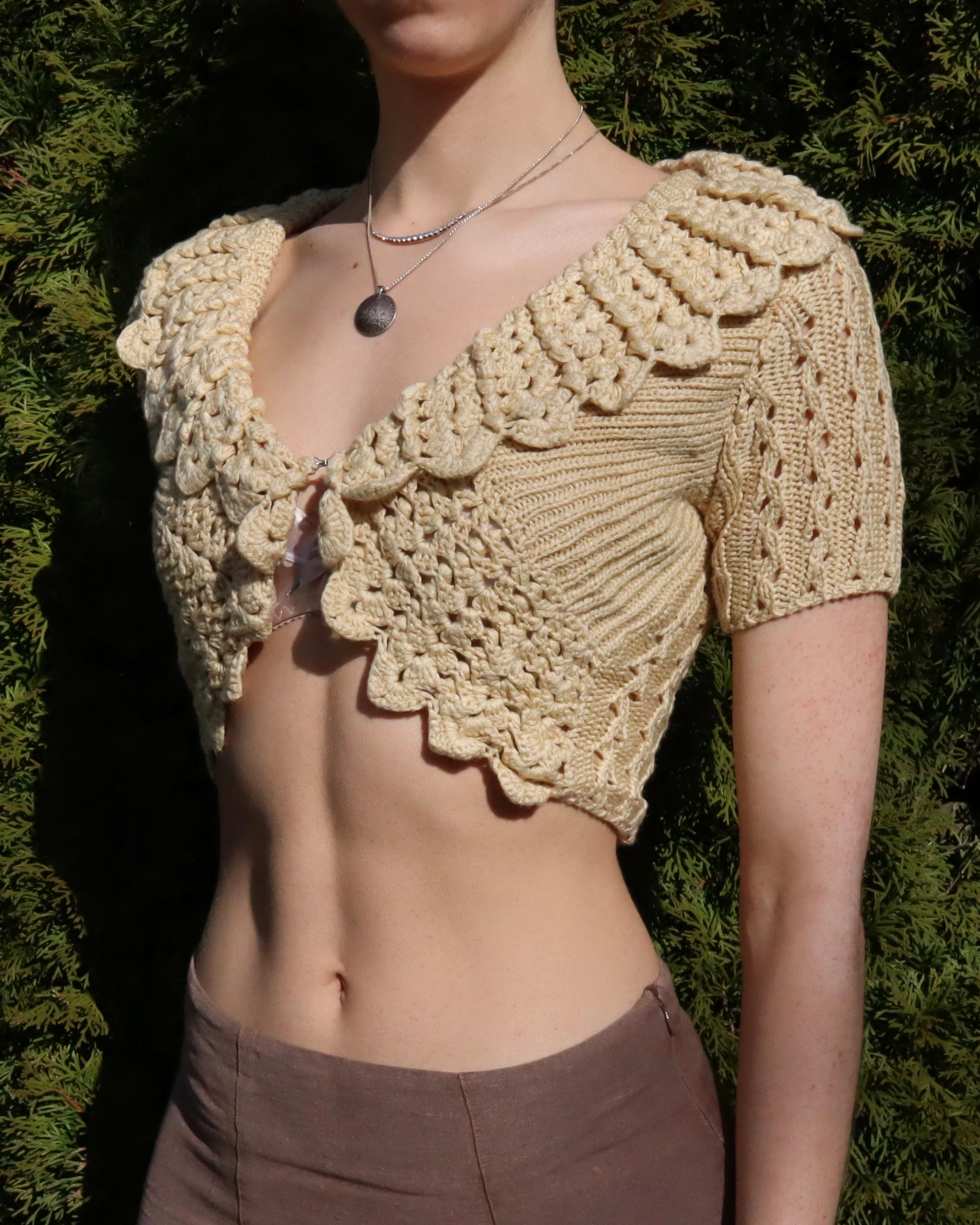 Cropped Crochet Cardigan (S-M) 